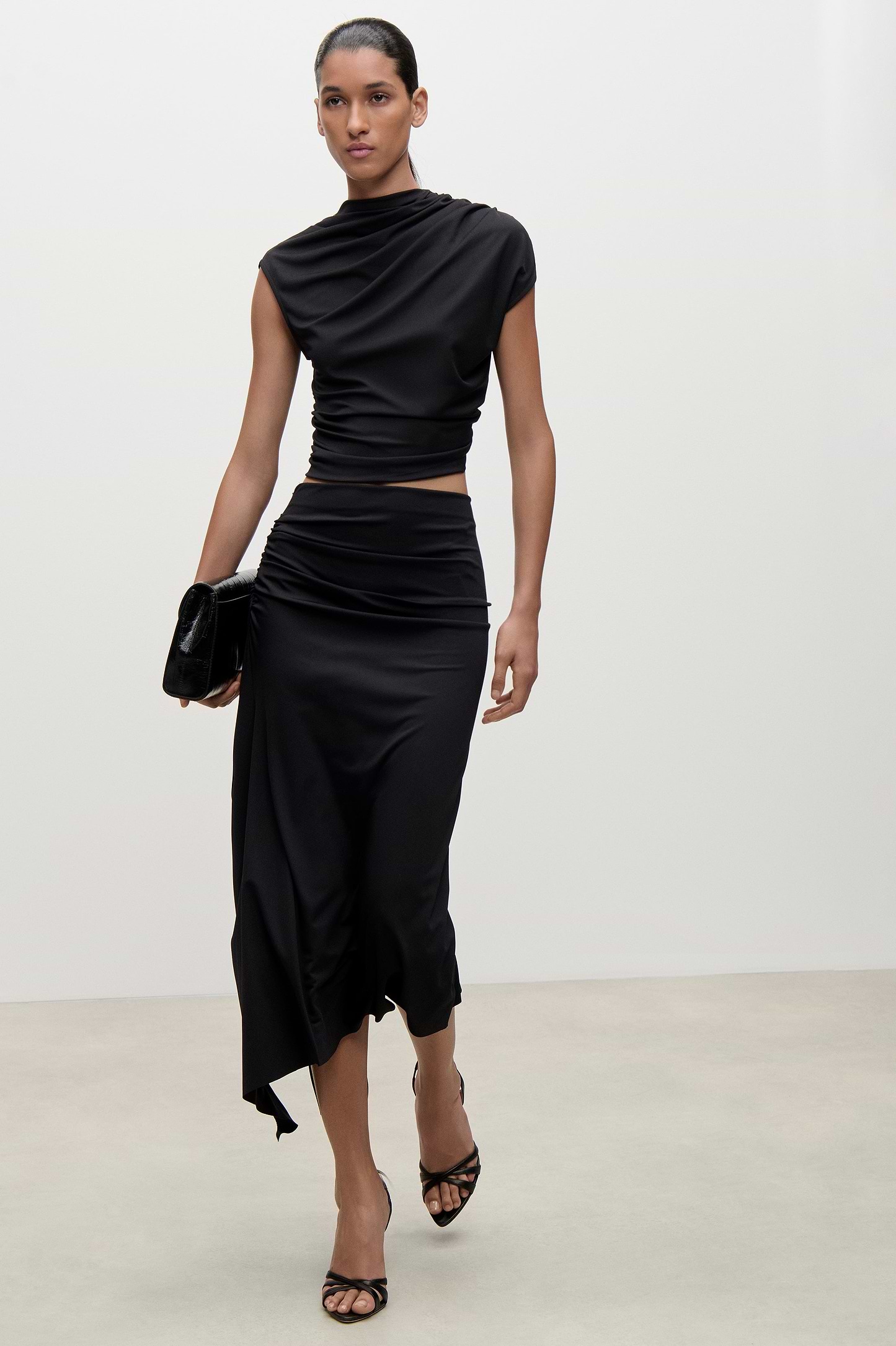 Gathered Top In Black