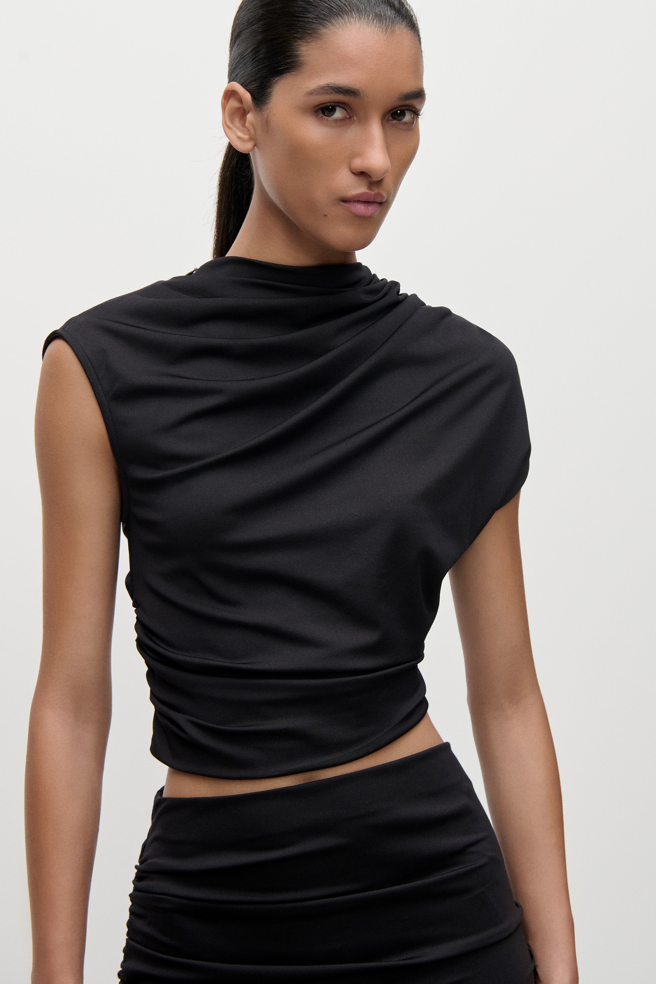 Gathered Top In Black