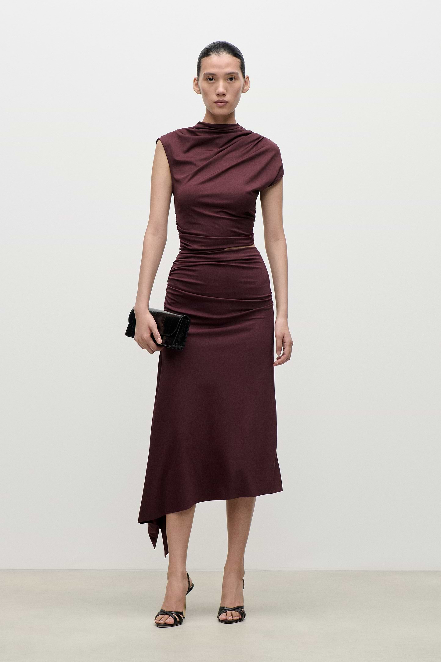 Gathered Top In Burgundy