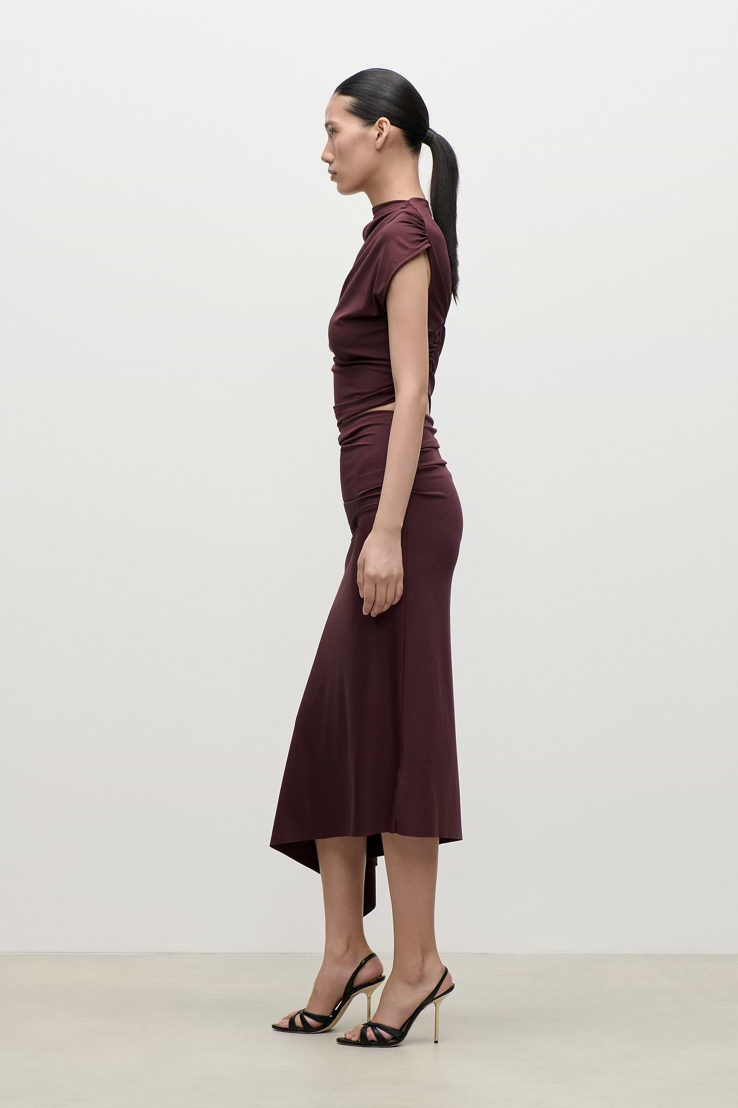 Gathered Top In Burgundy