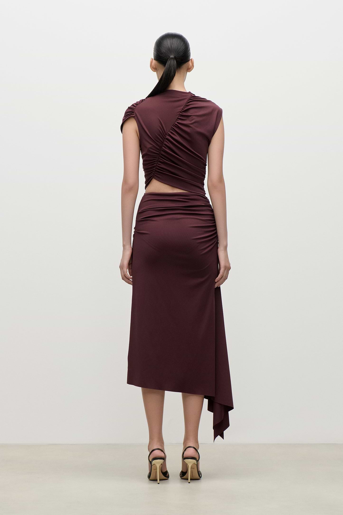 Gathered Top In Burgundy