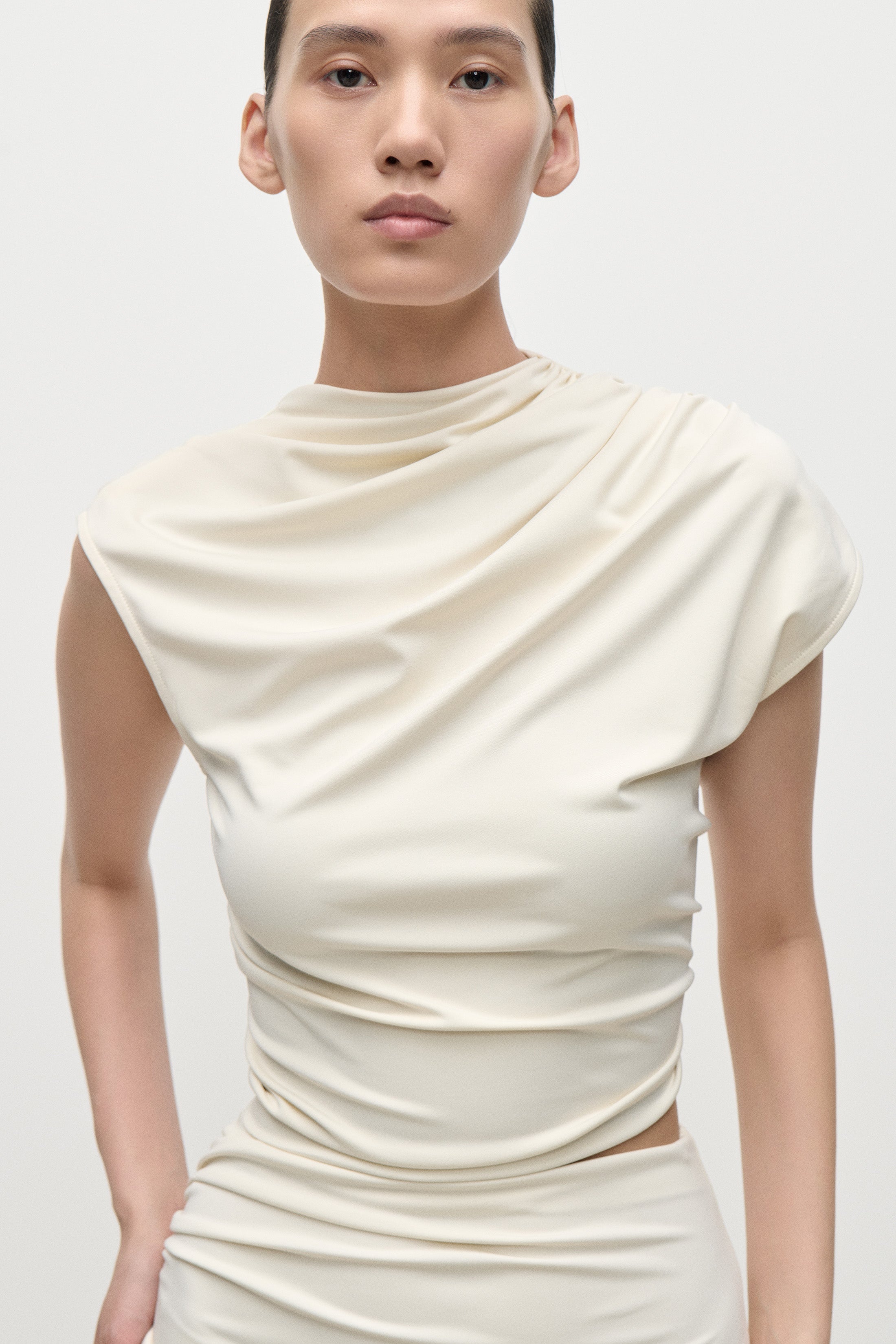 Gathered Top In Ivory