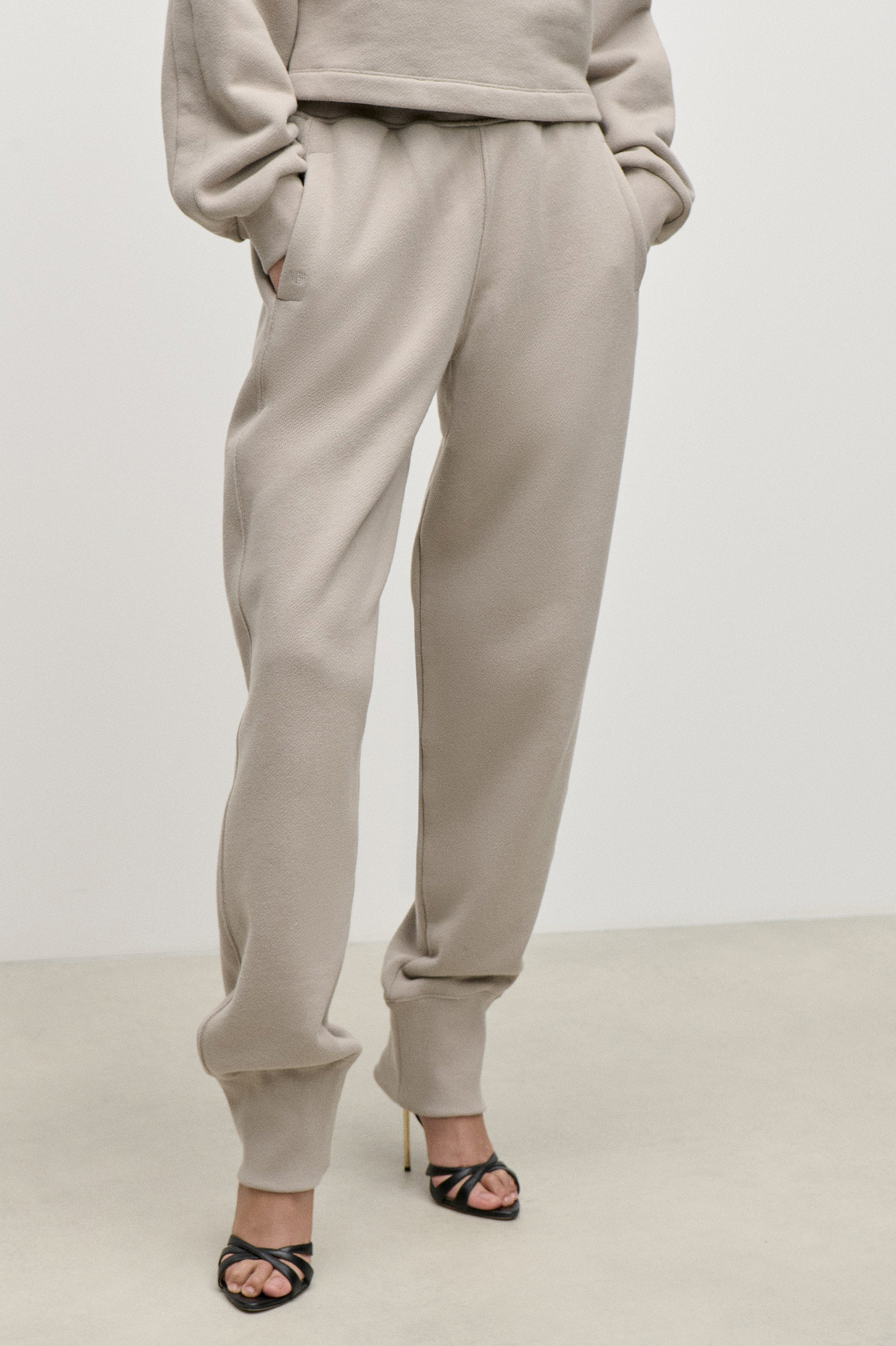 Draped Jogger in Light Grey
