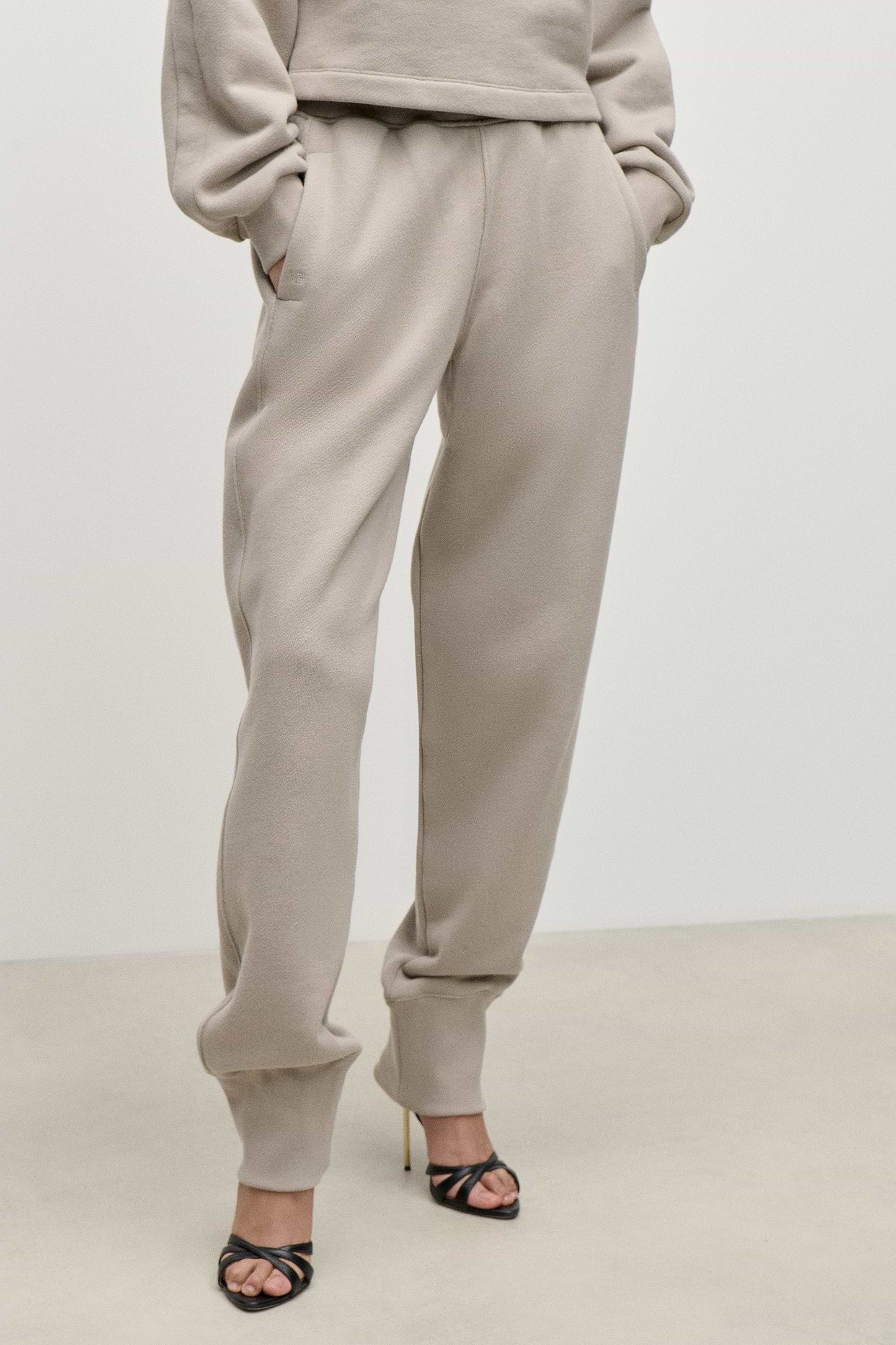 Draped Jogger in Light Grey