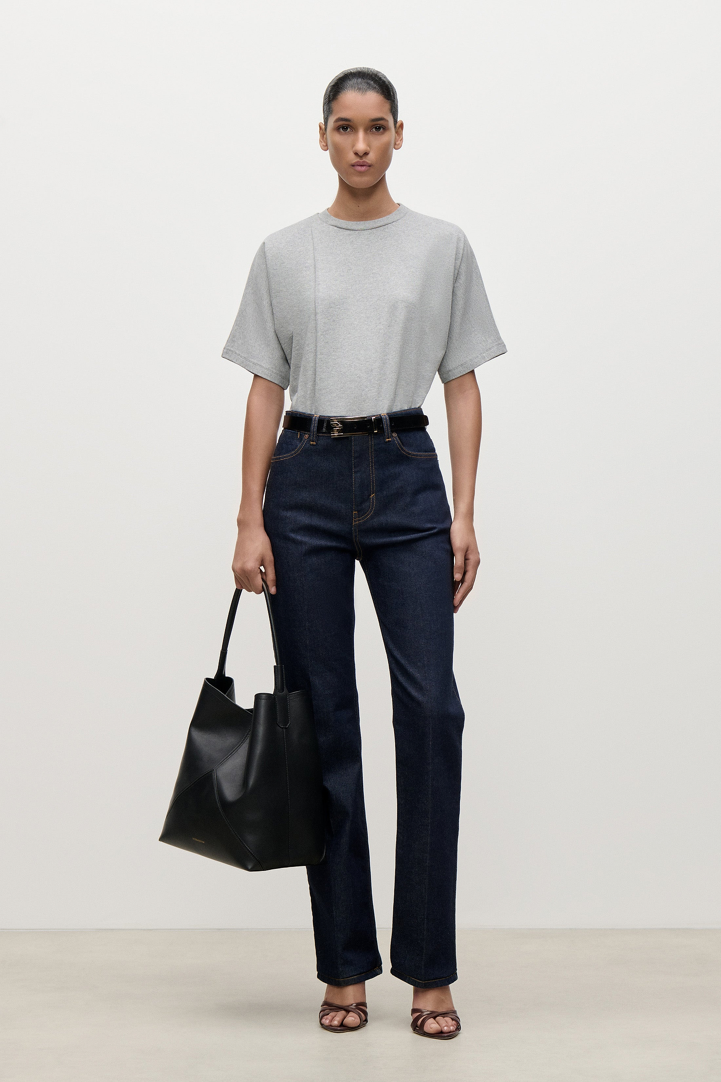 Pleated T-Shirt In Grey Melange