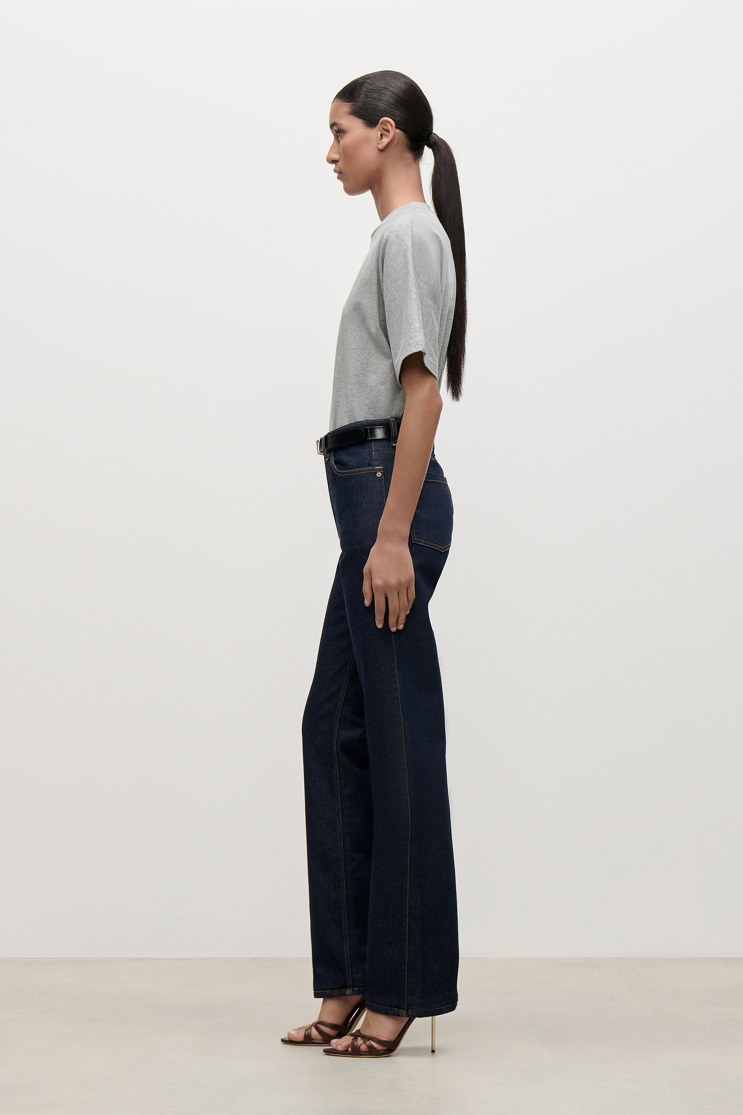 Pleated T-Shirt In Grey Melange
