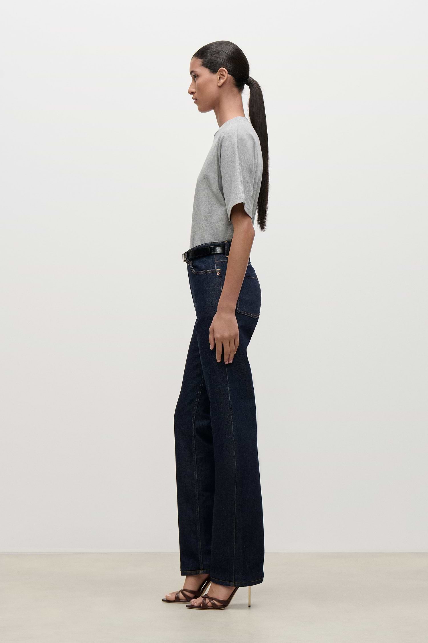 Pleated T-Shirt In Grey Melange