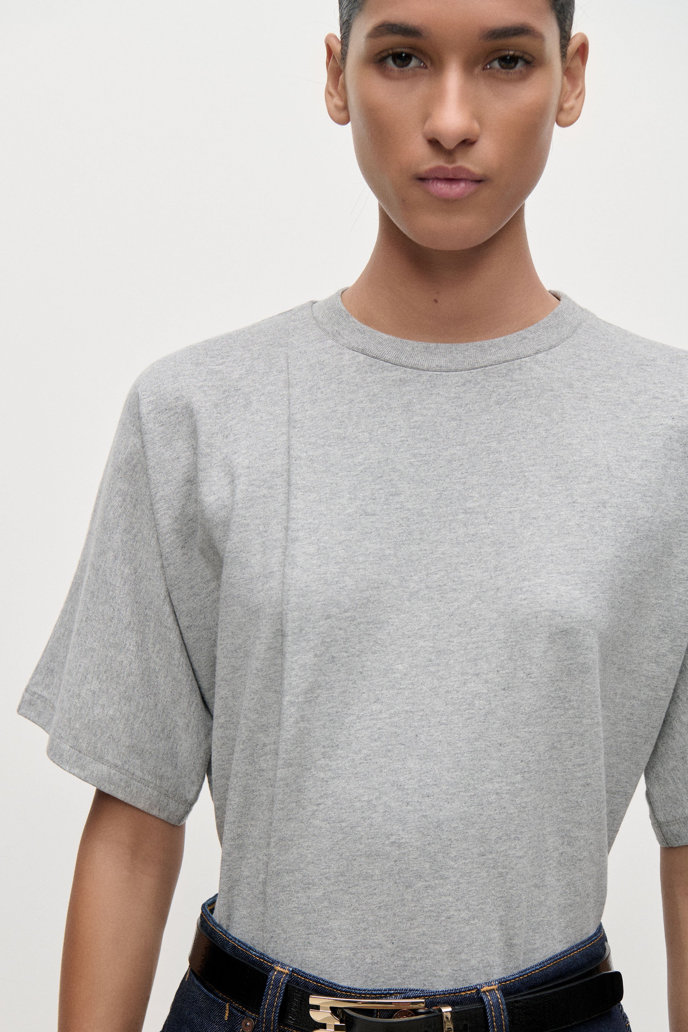 Pleated T-Shirt In Grey Melange