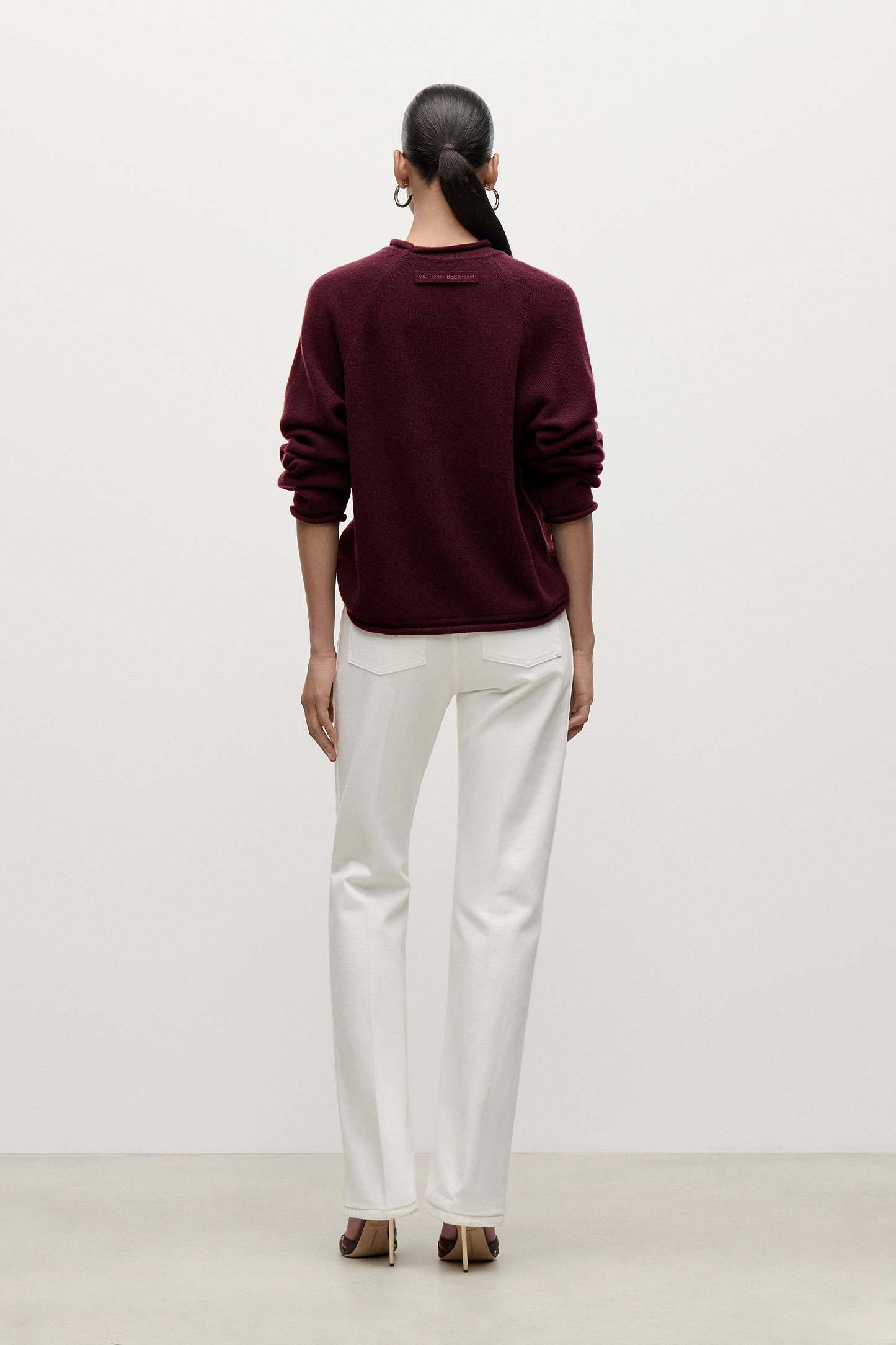 Crew Neck Jumper In Burgundy