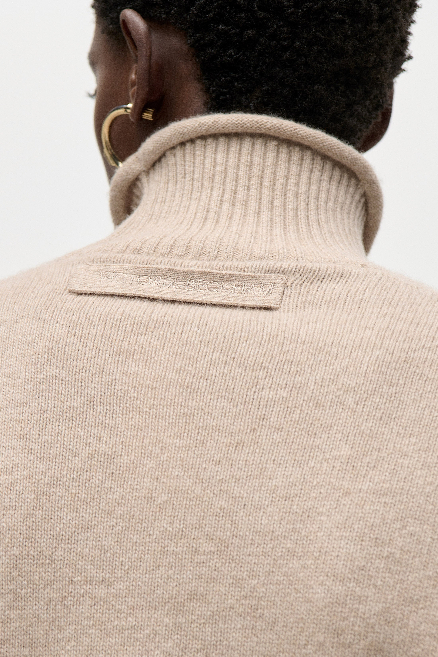 High Neck Jumper In Beige Melange