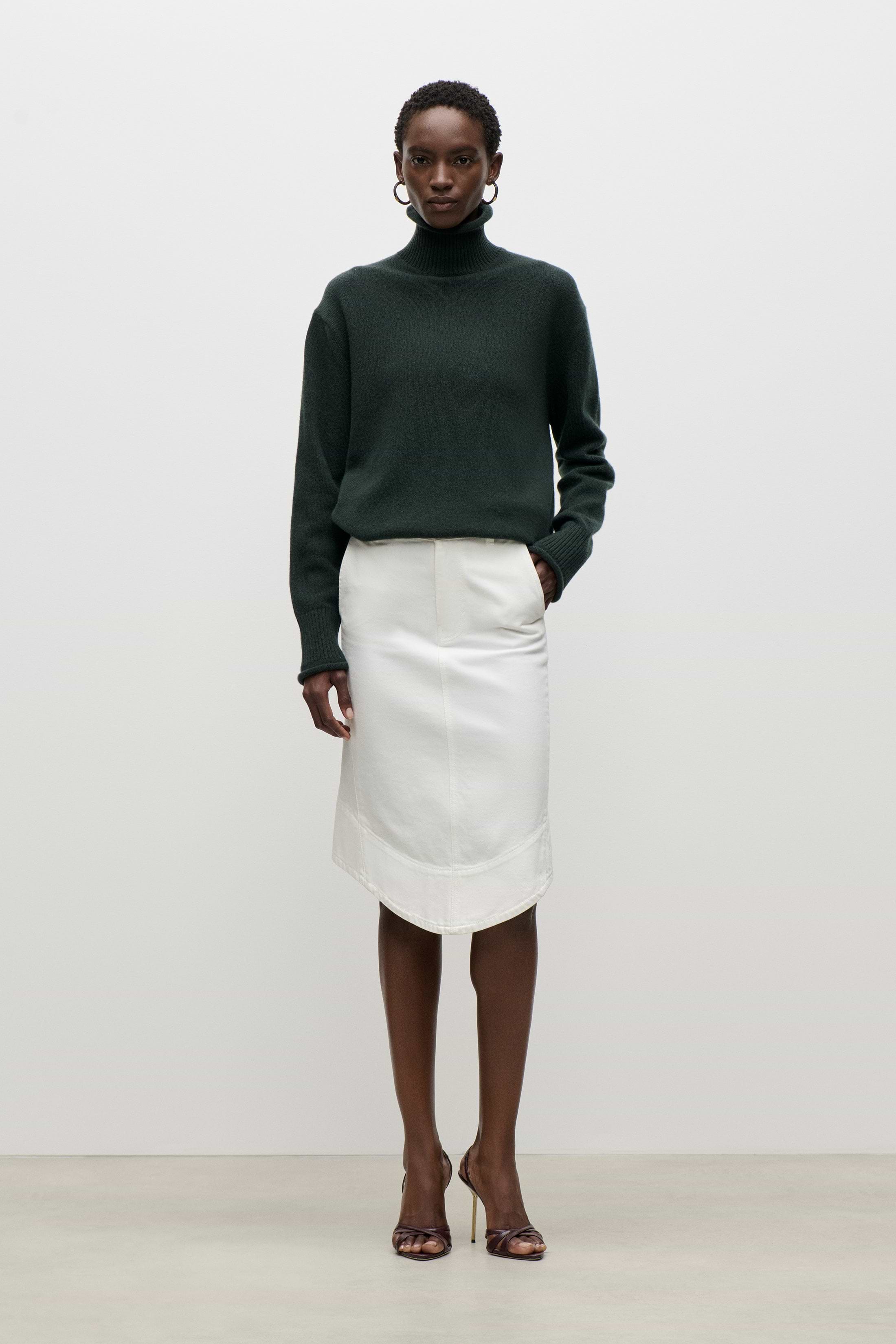 High Neck Jumper In Dark Green