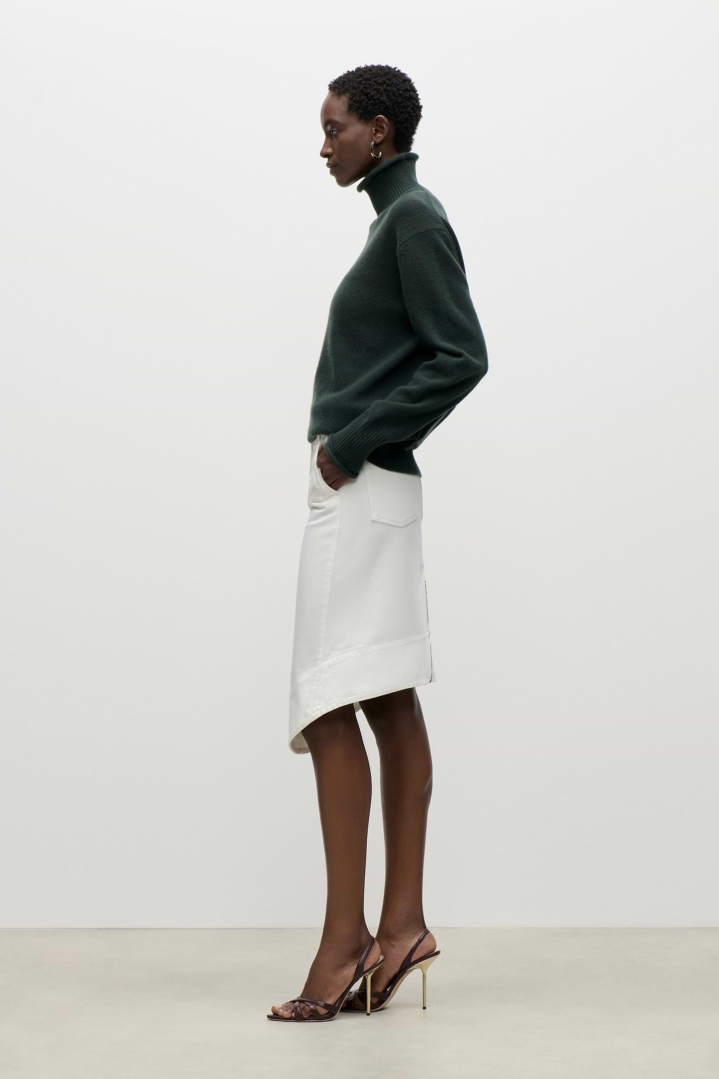 High Neck Jumper In Dark Green