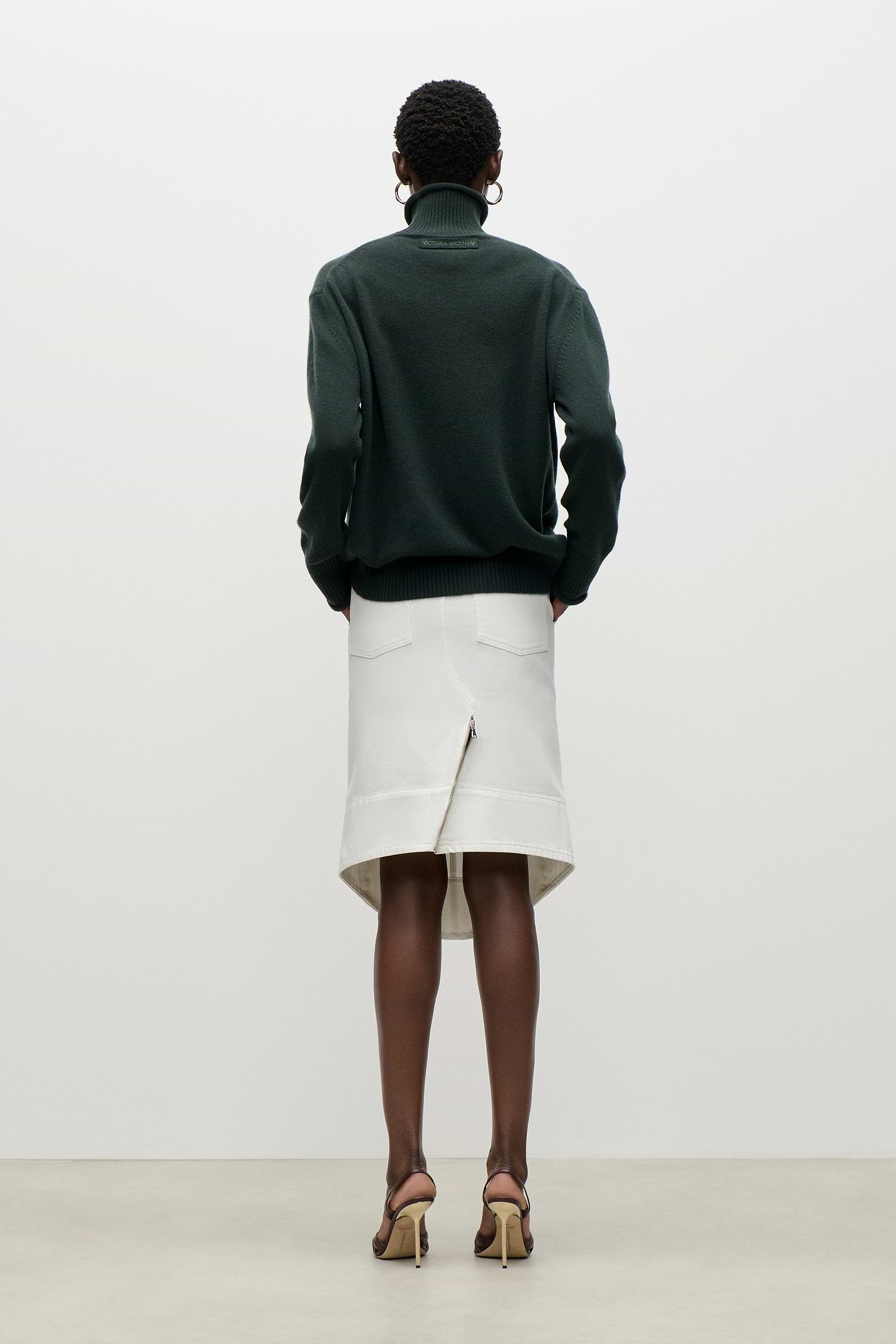 High Neck Jumper In Dark Green
