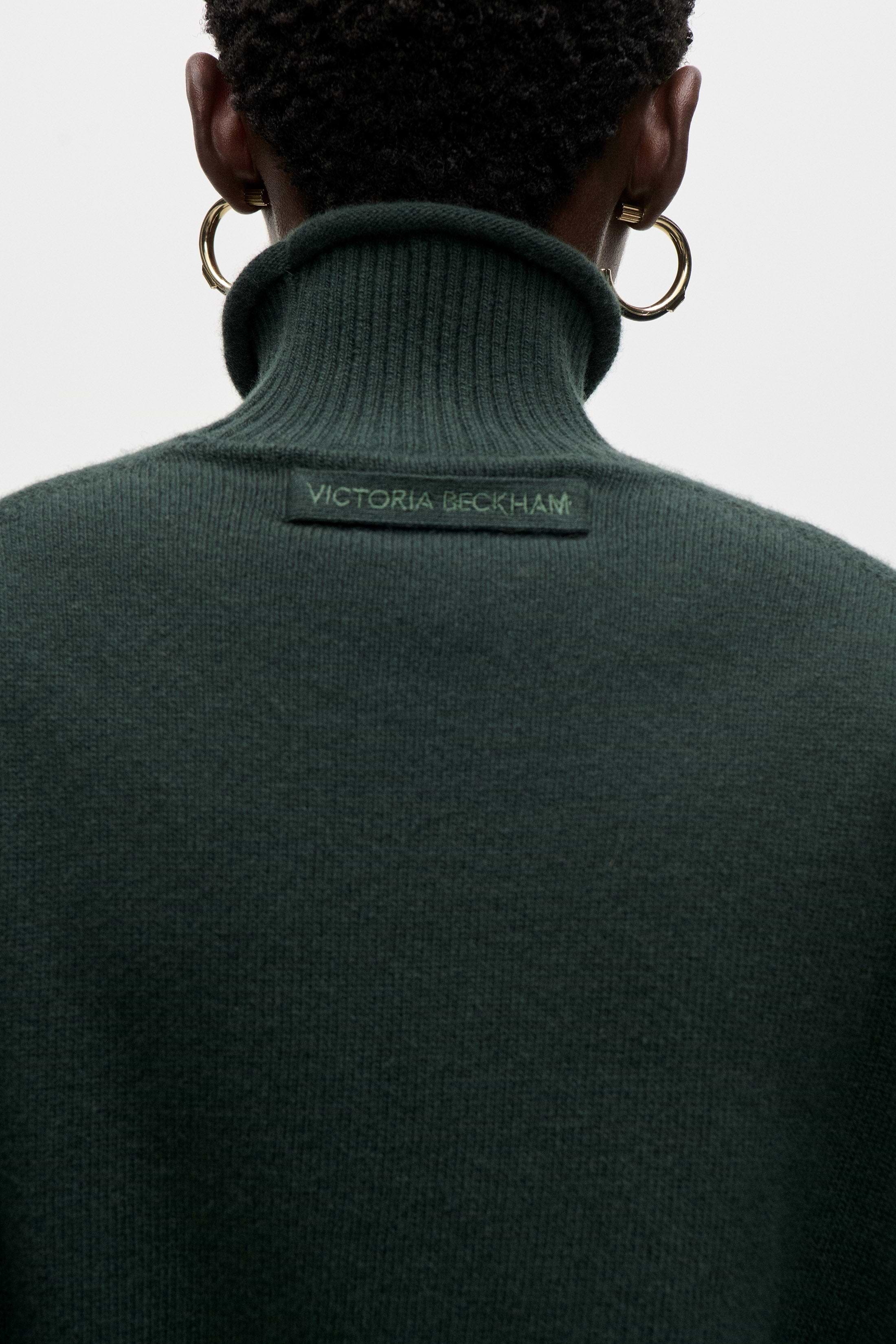 High Neck Jumper In Dark Green