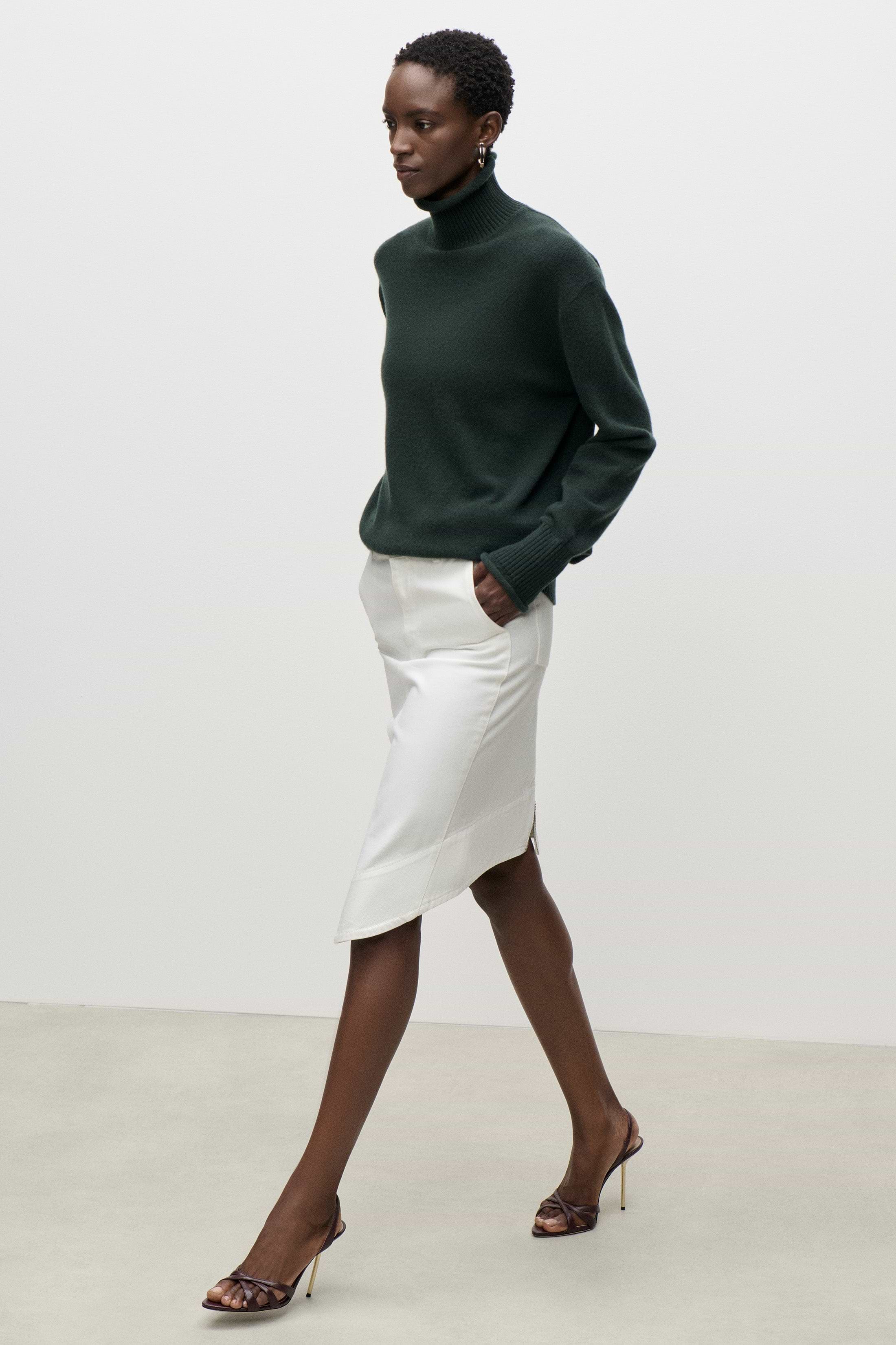 High Neck Jumper In Dark Green