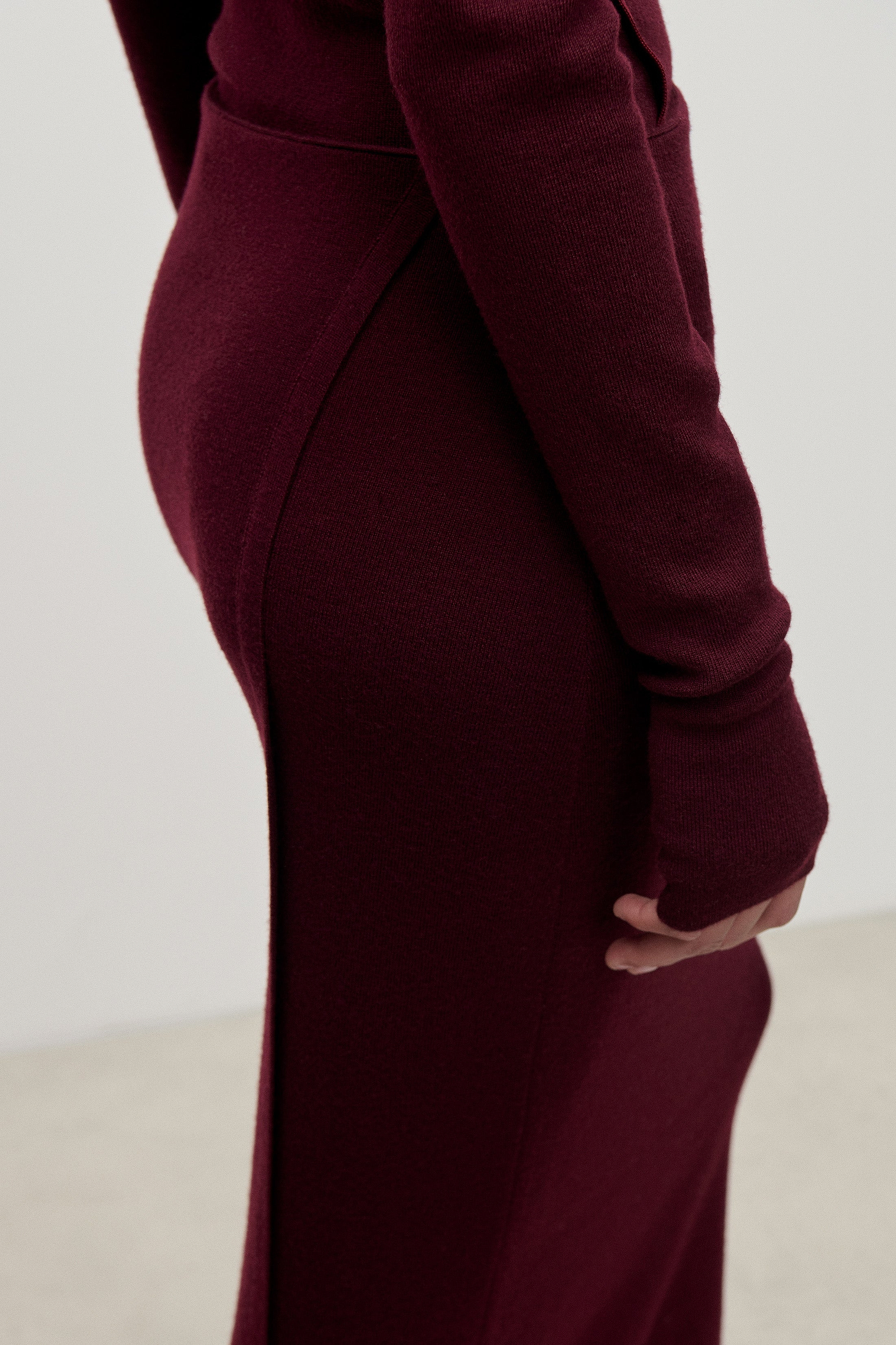 Fitted Midi Skirt In Burgundy