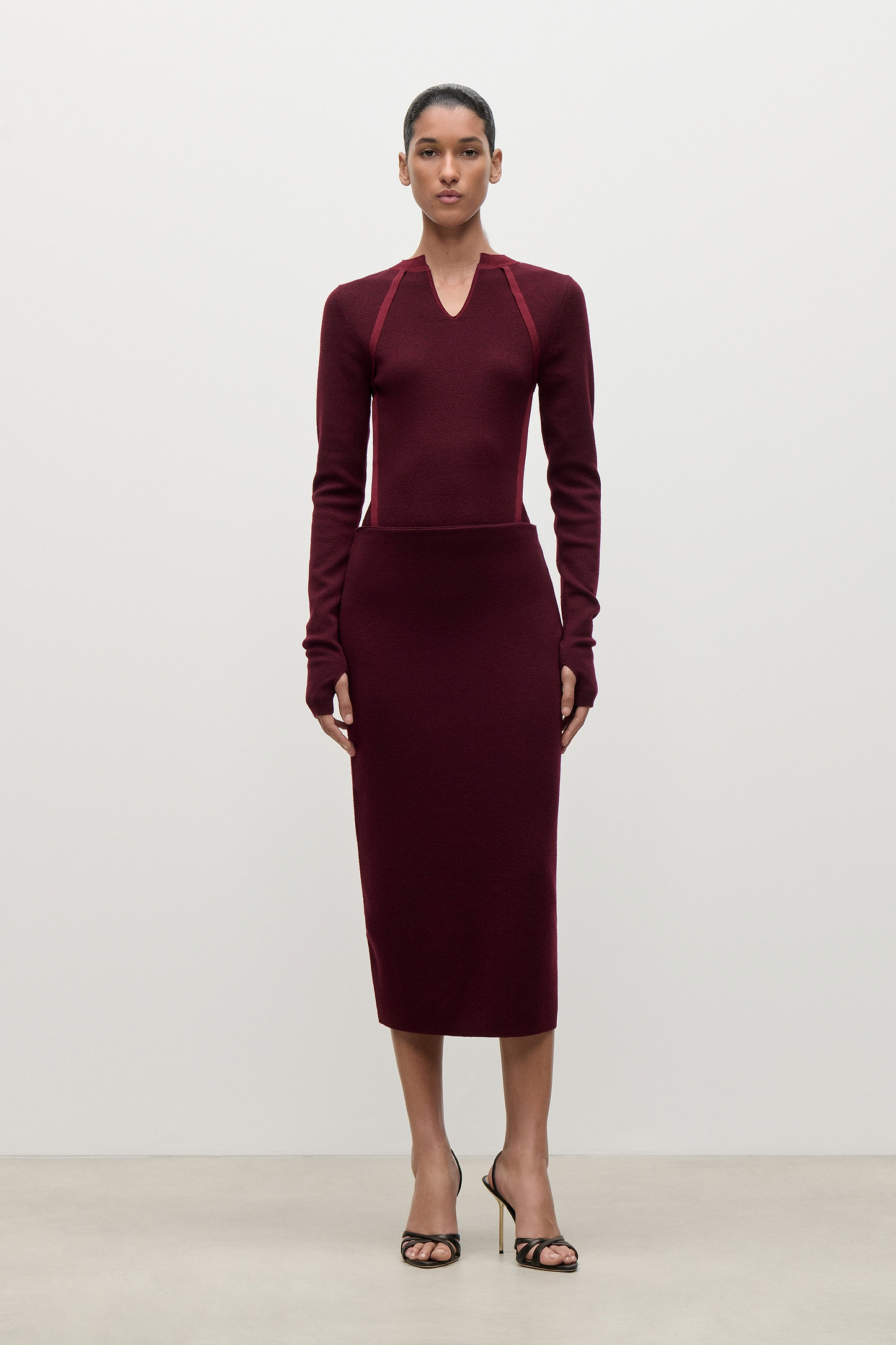 V-Neck Top In Burgundy
