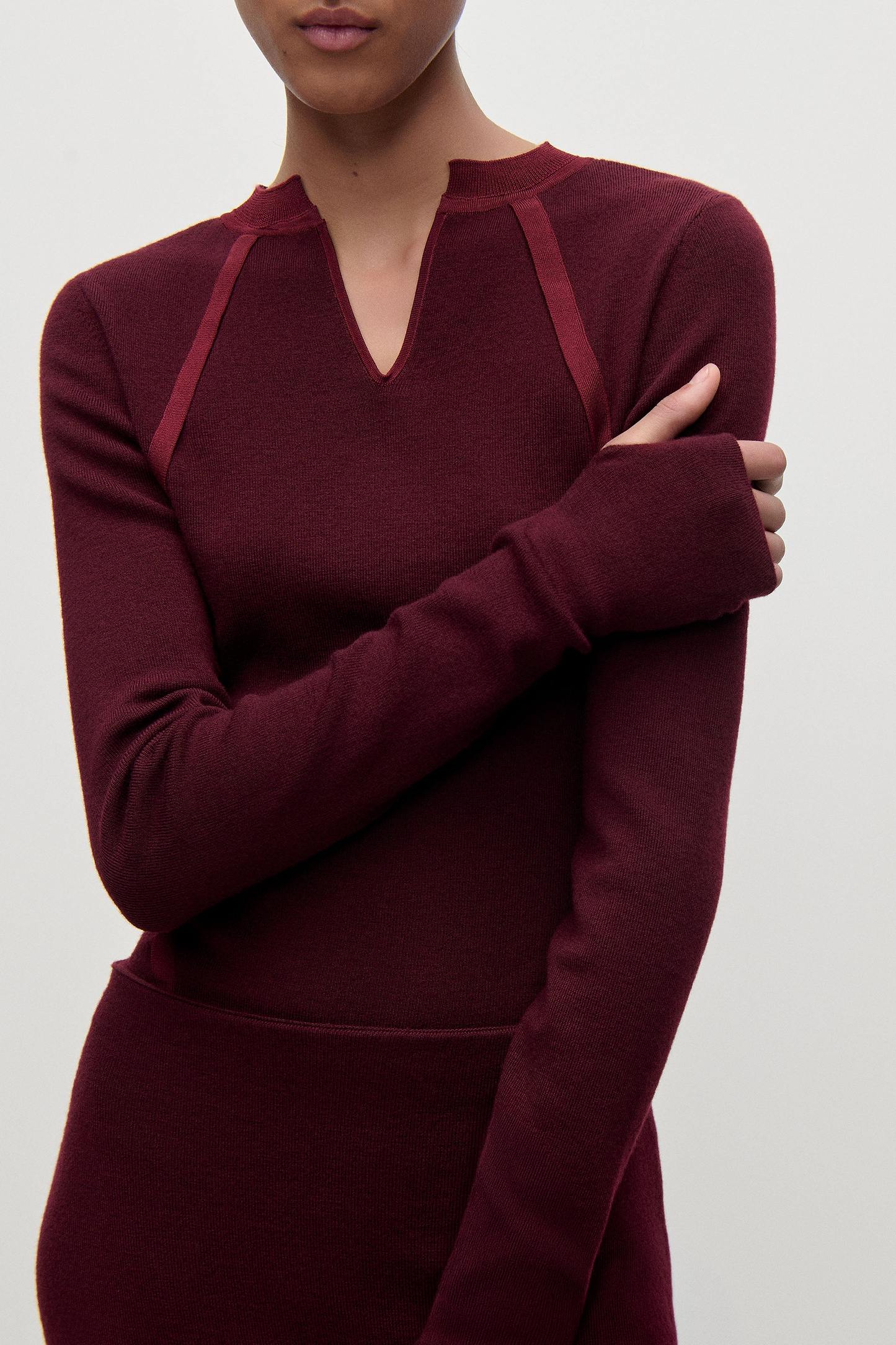 V-Neck Top In Burgundy