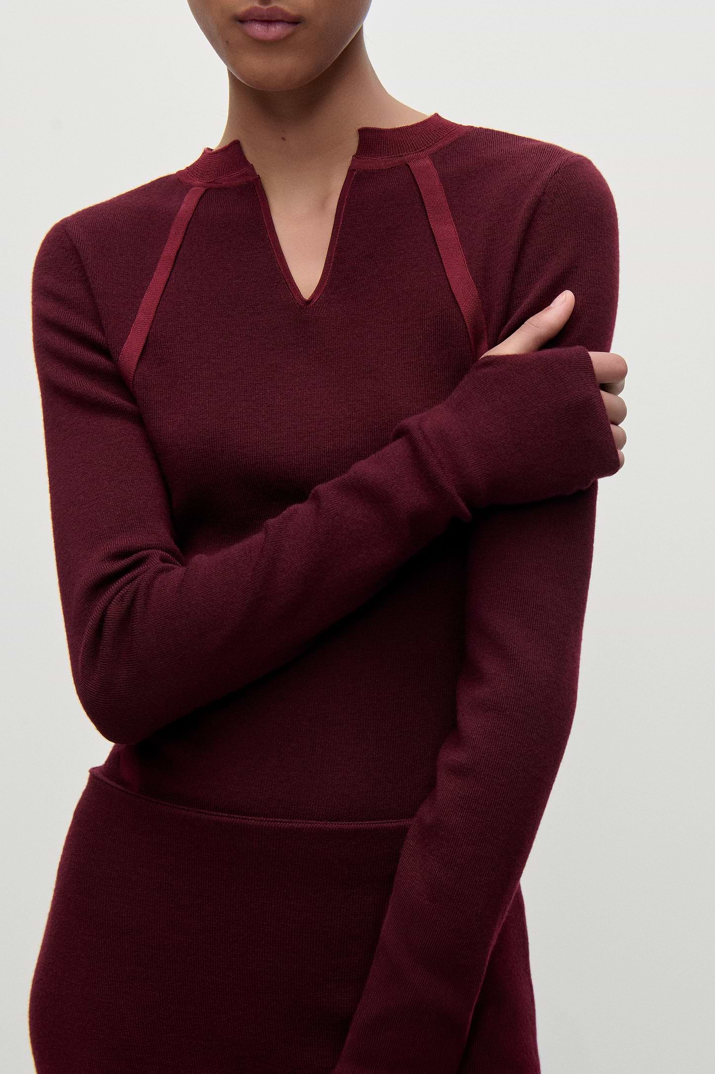 V-Neck Top In Burgundy