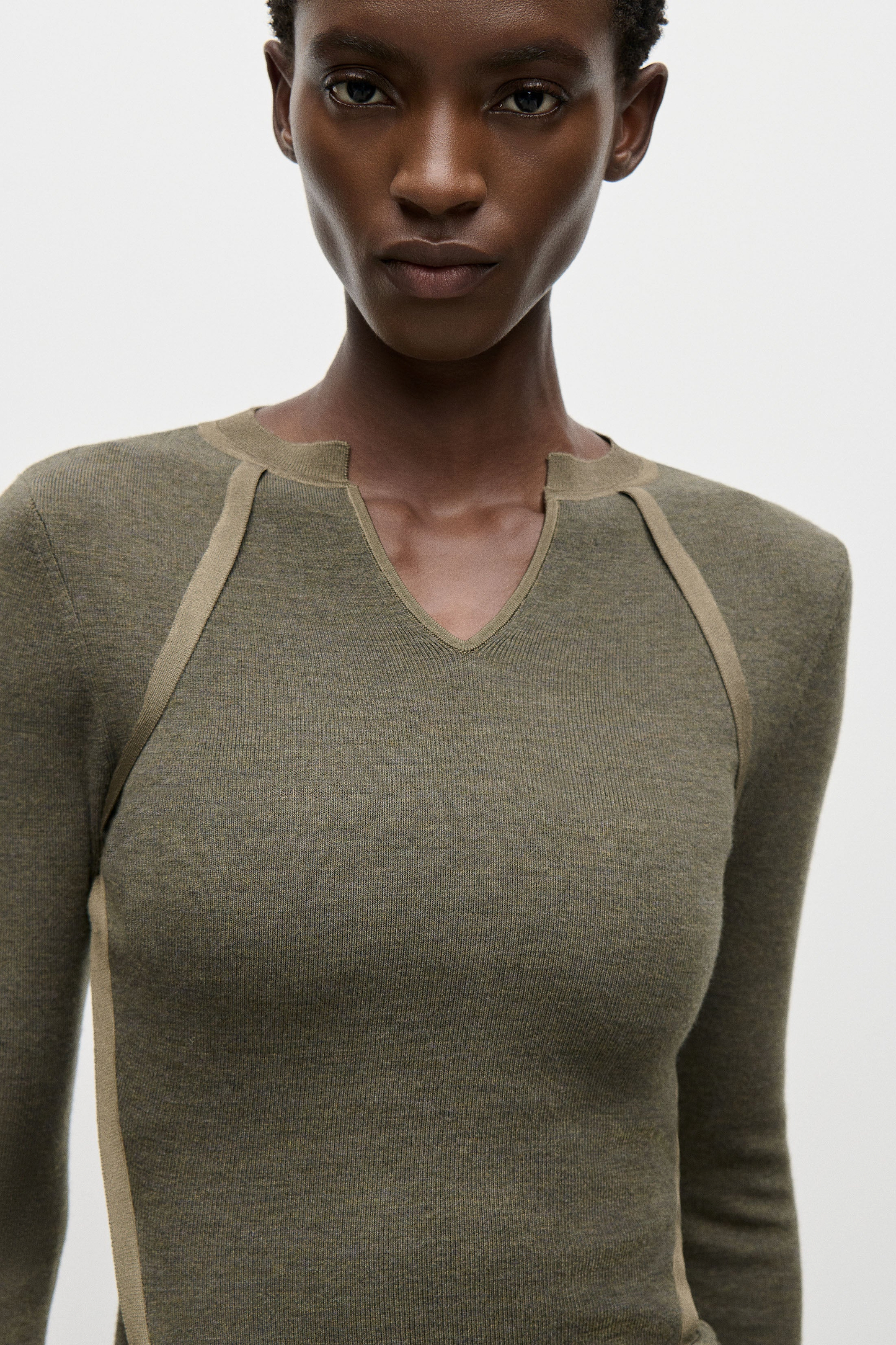 V-Neck Top In Green