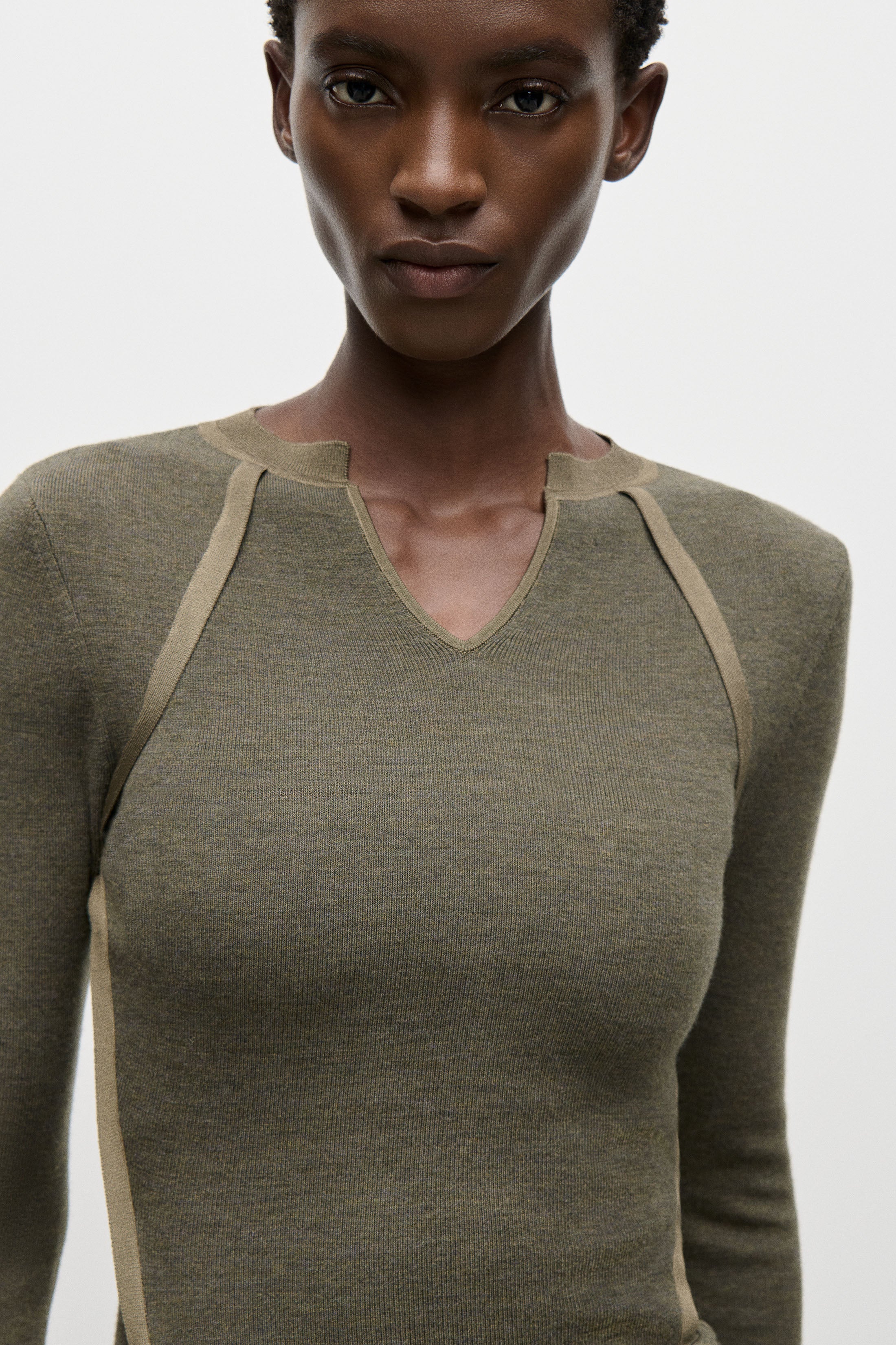 V-Neck Top In Green