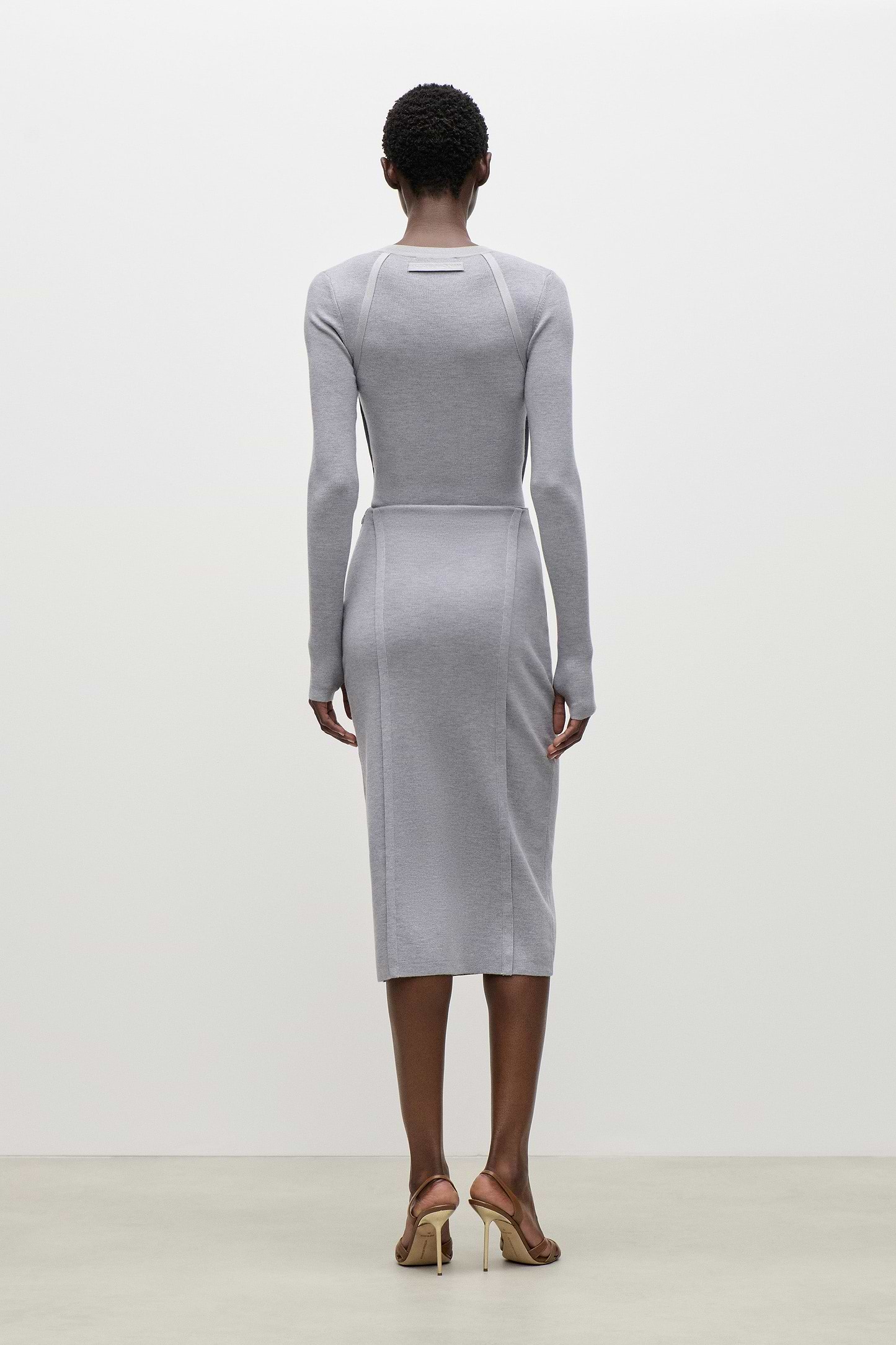 V-Neck Top In Grey Melange