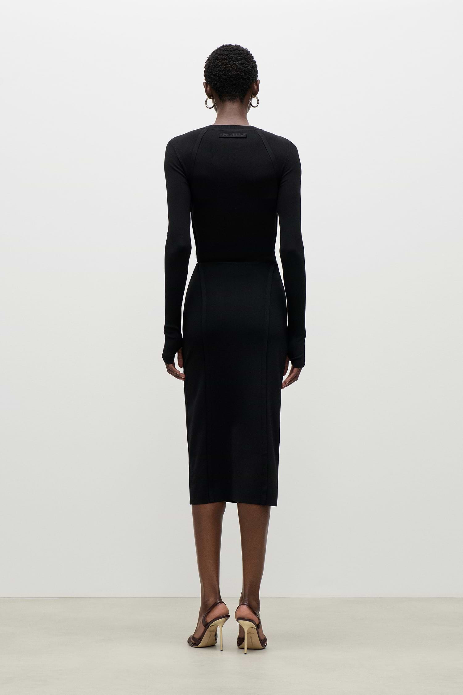 Fitted Midi Skirt In Black