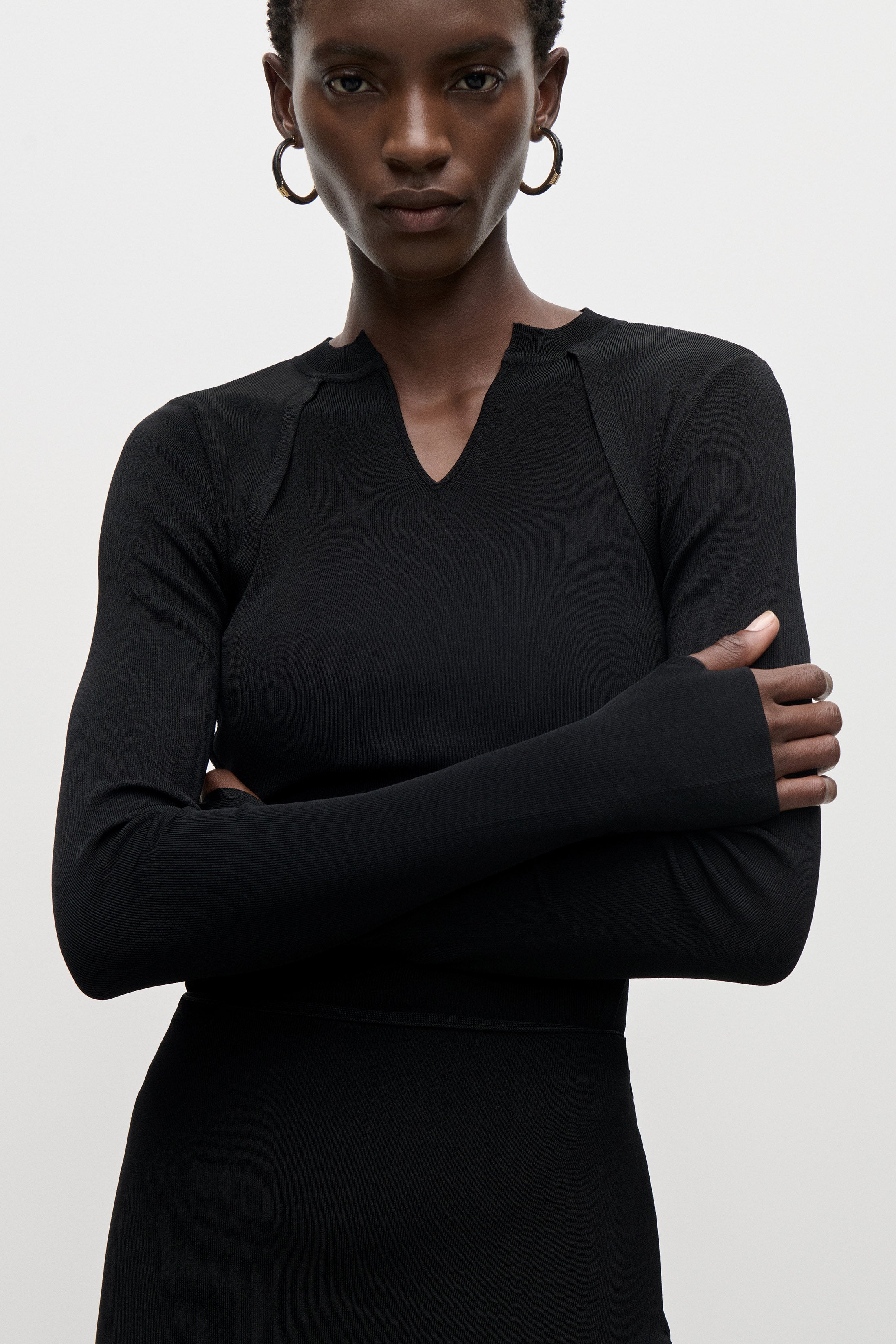 V-Neck Top In Black