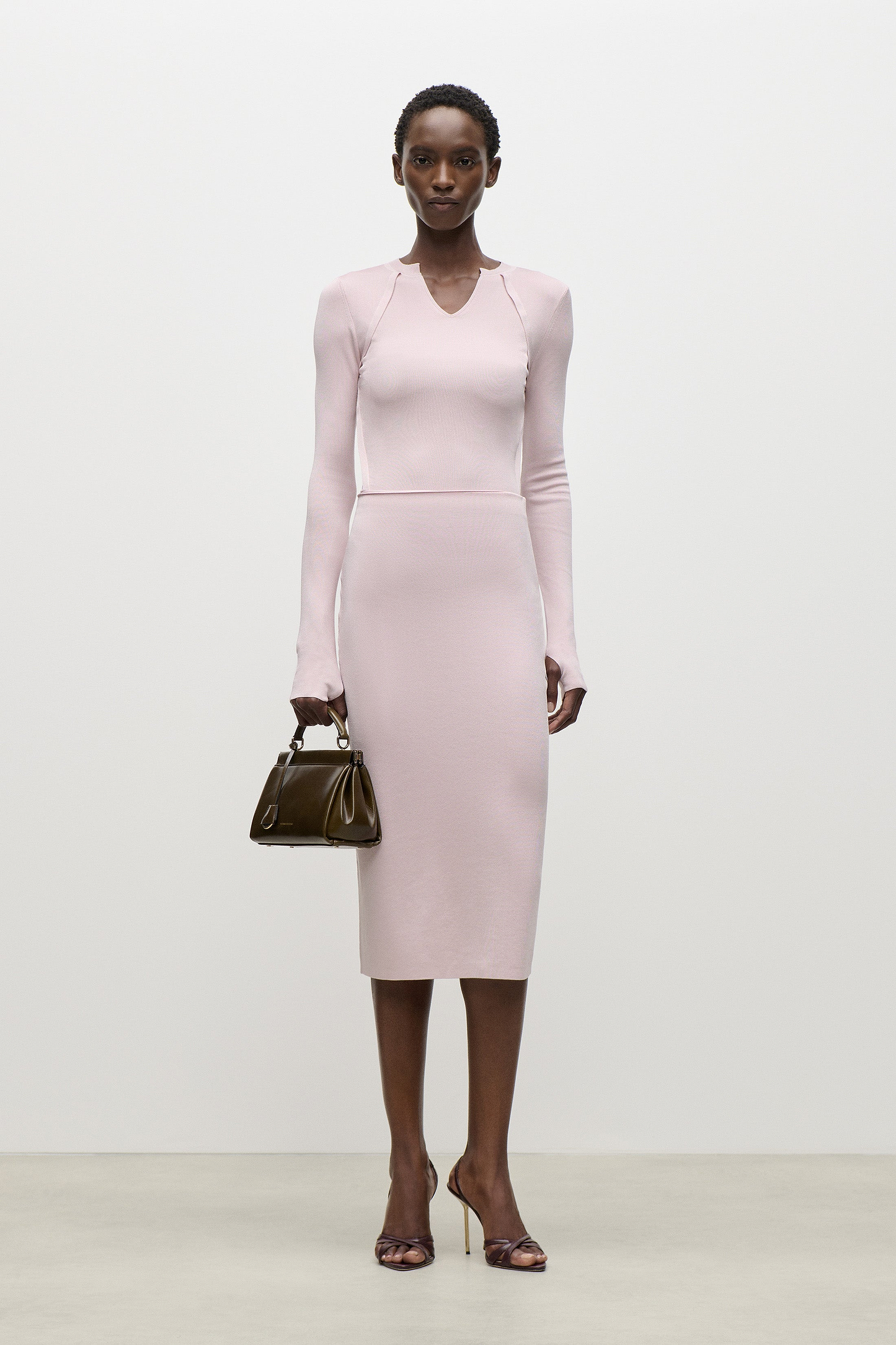 V-Neck Top In Light Pink