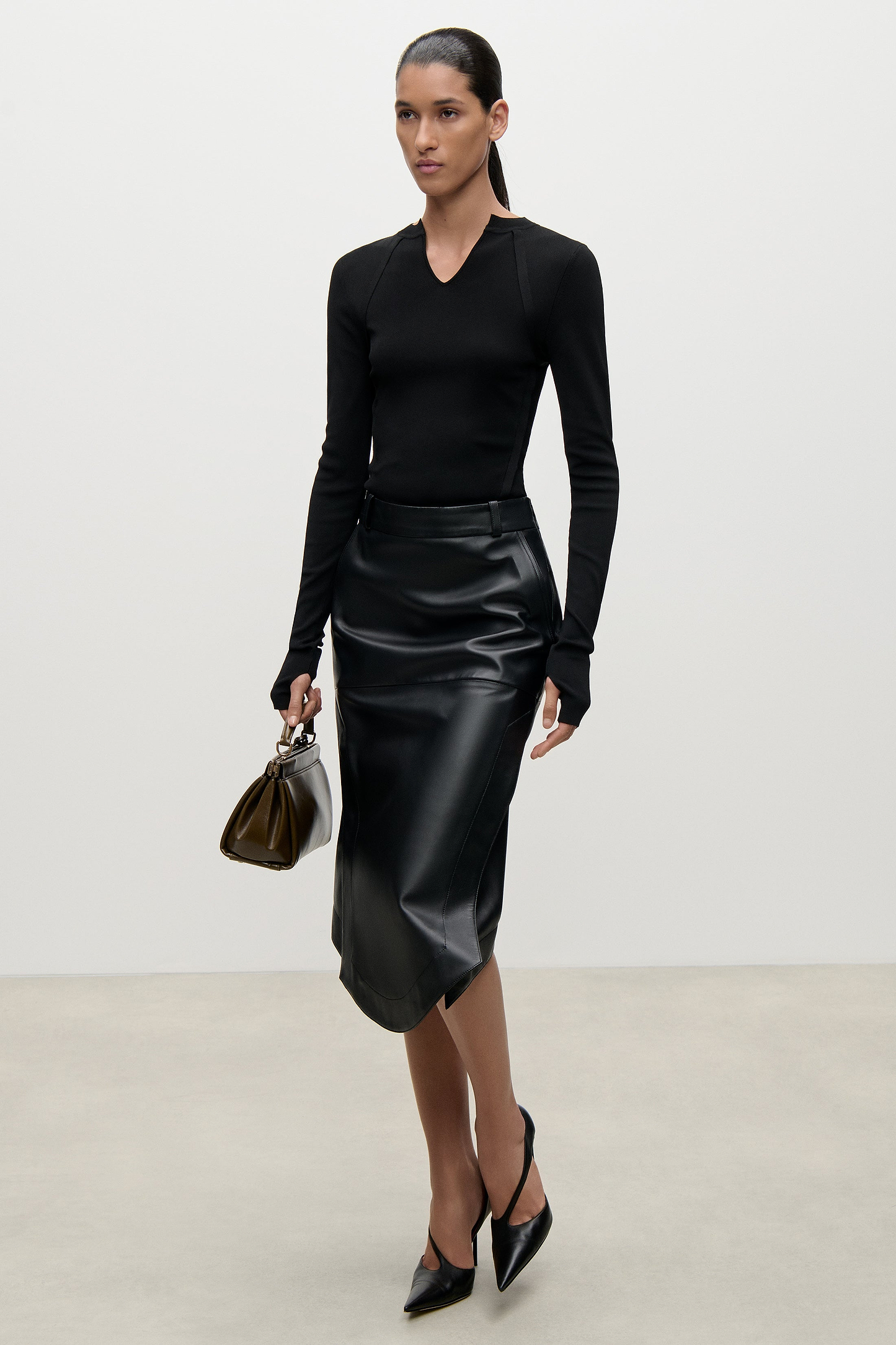 Leather Skirt In Black