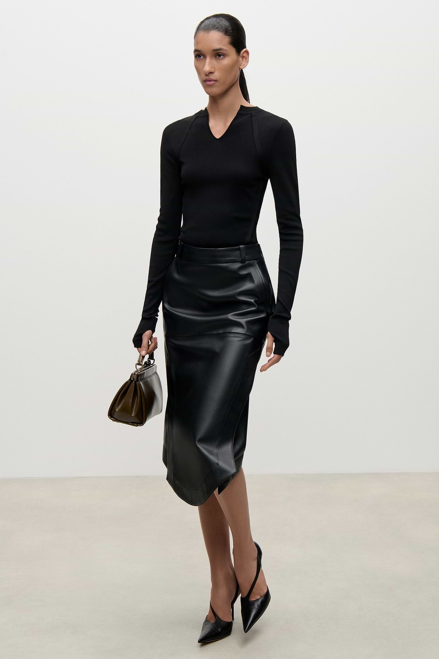 Leather Skirt In Black