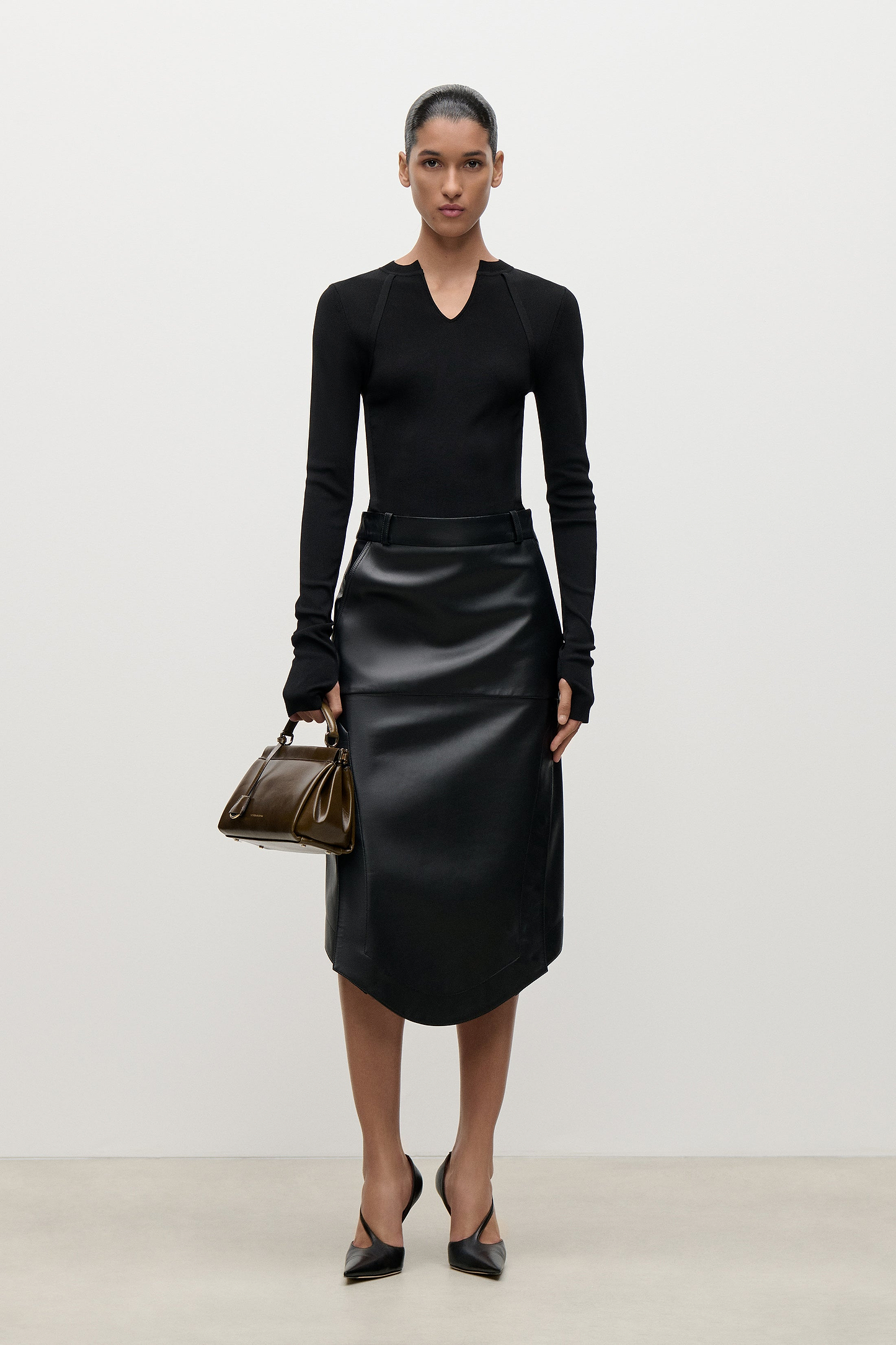 Leather Skirt In Black
