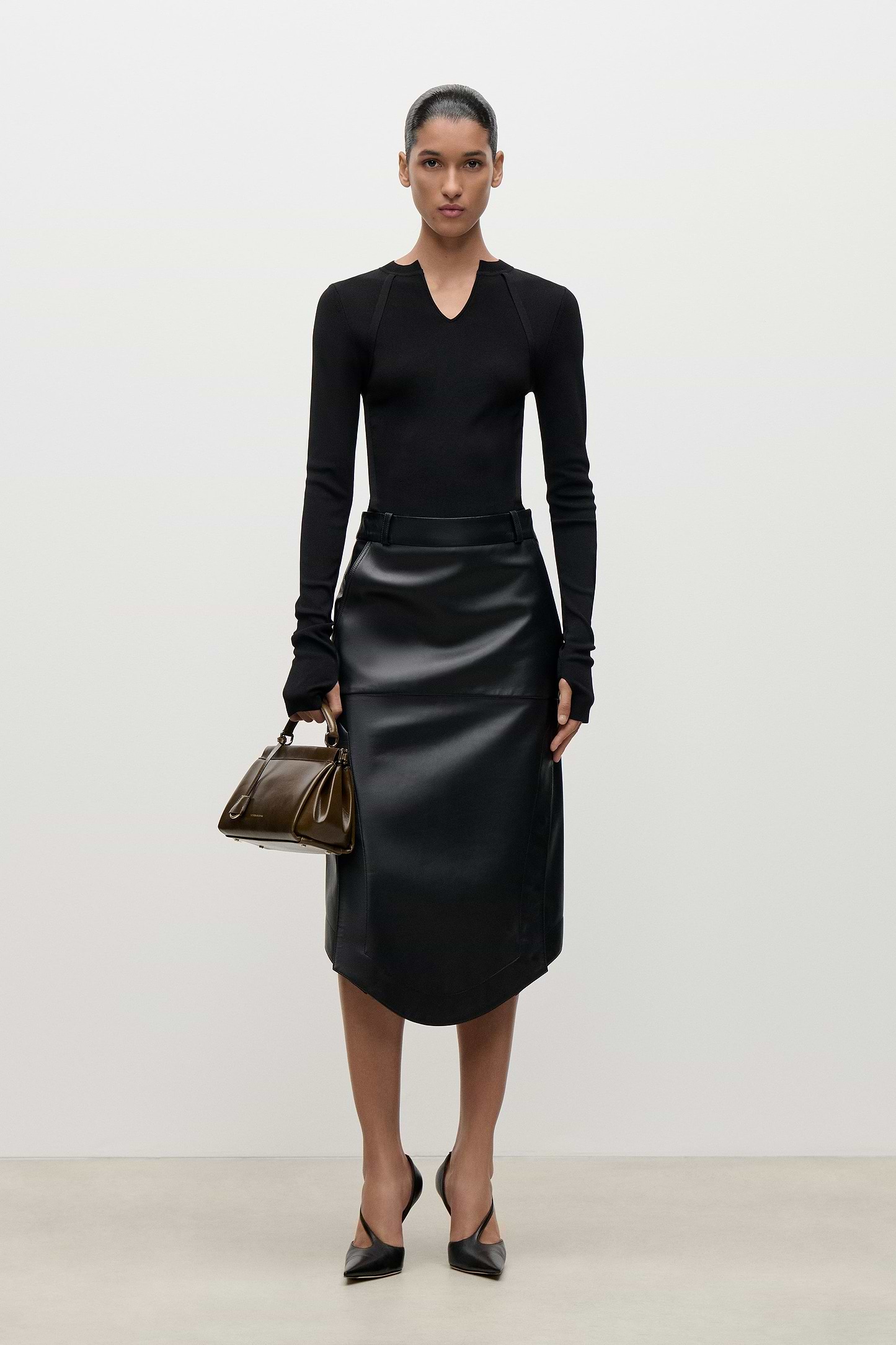 Leather Skirt In Black