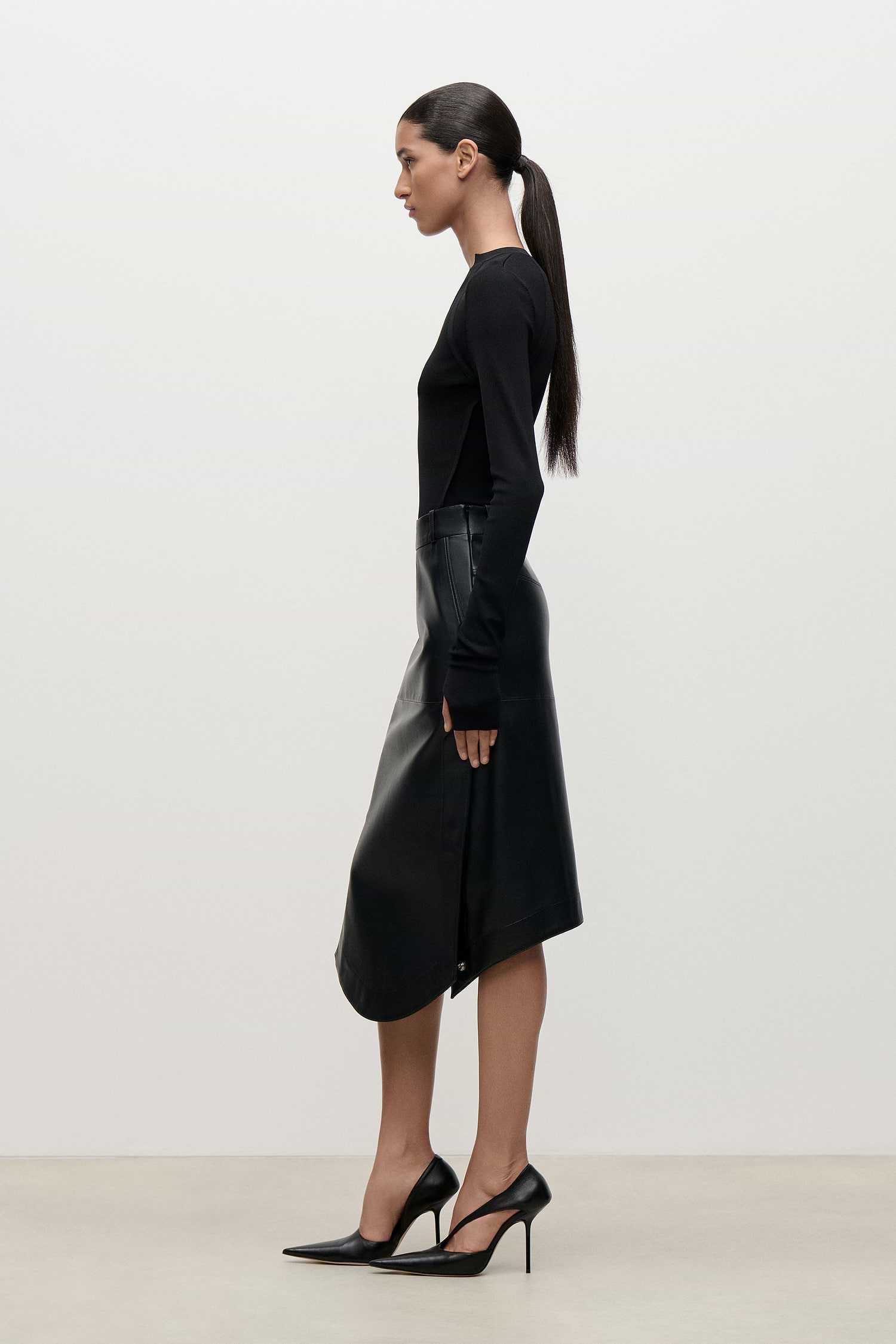 Leather Skirt In Black