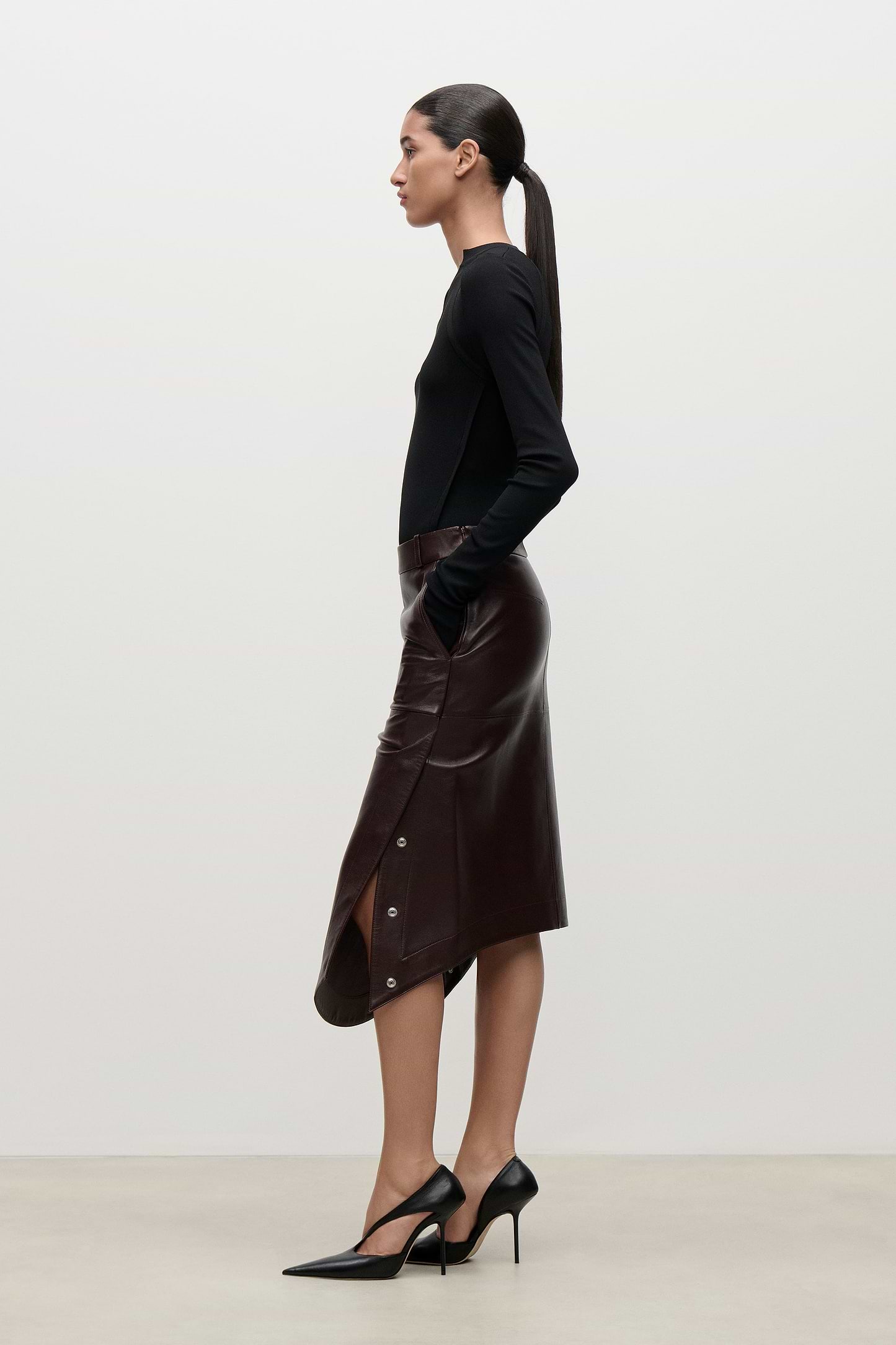 Leather Skirt In Burgundy
