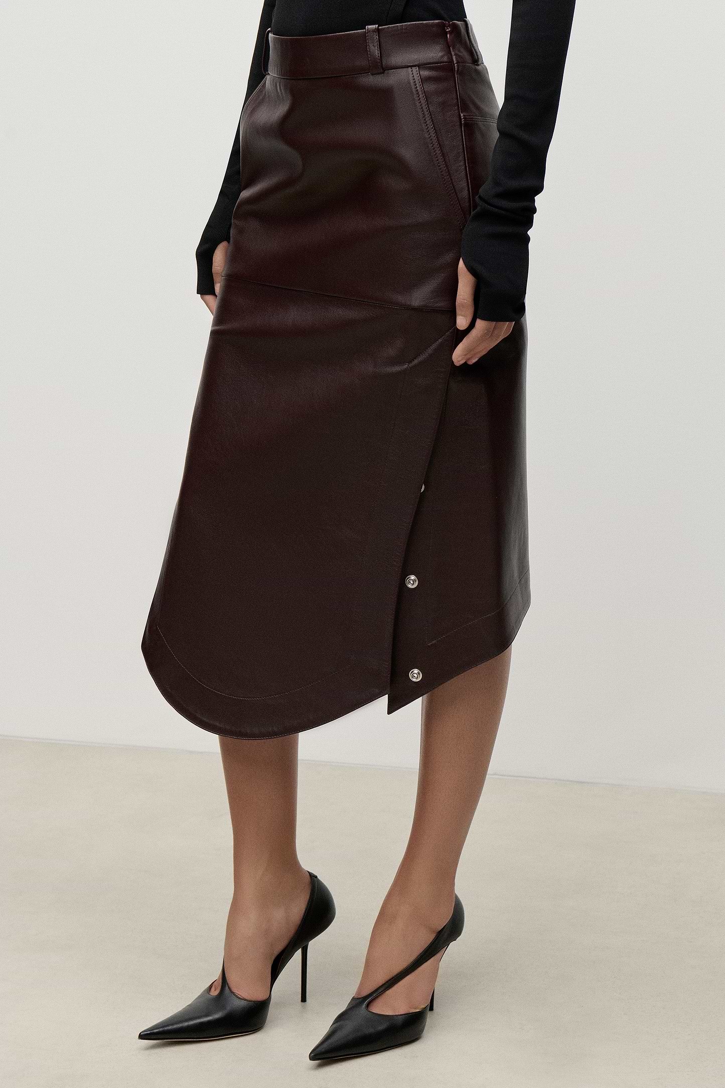Leather Skirt In Burgundy