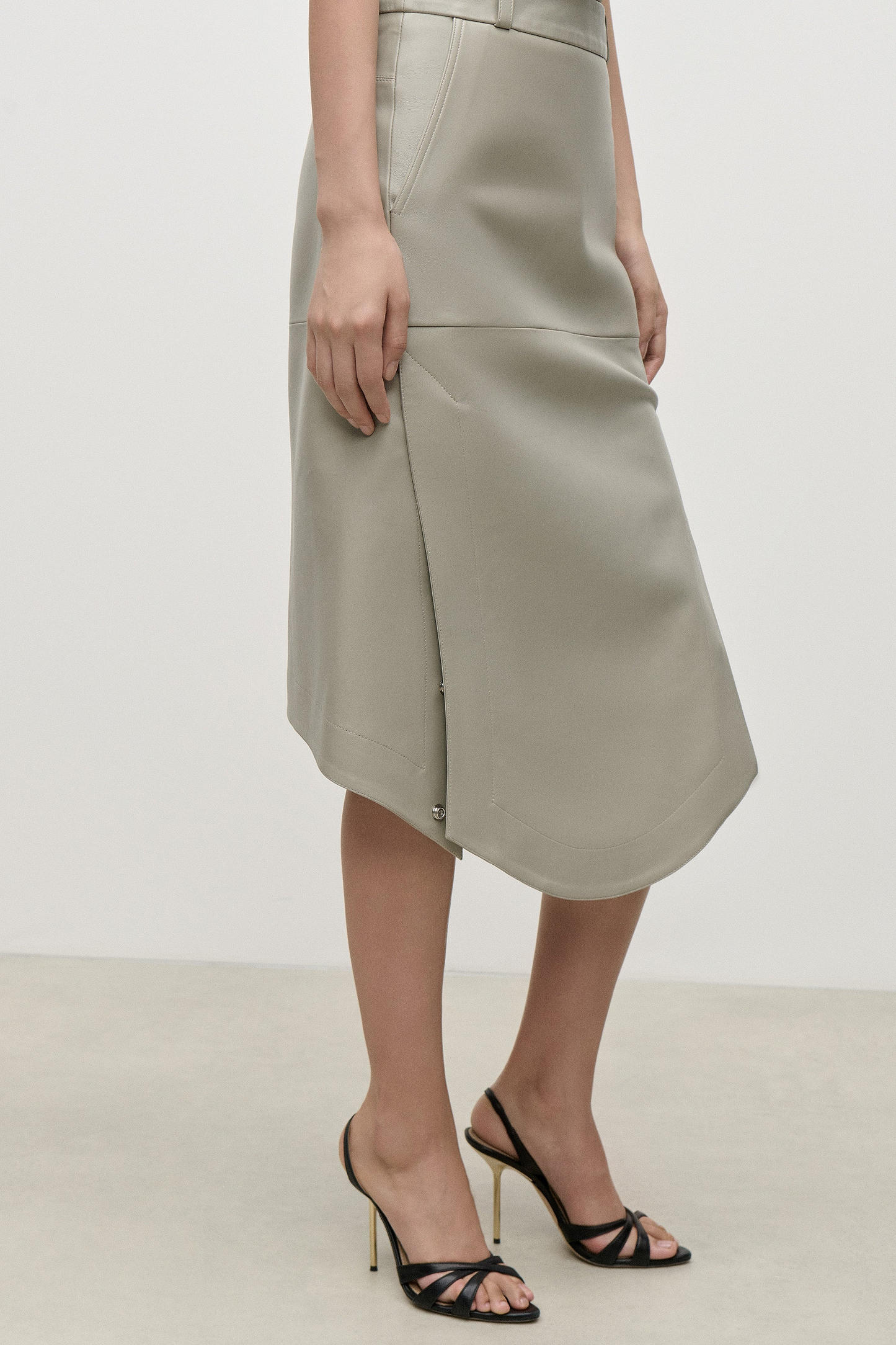 Leather Skirt In Light Grey
