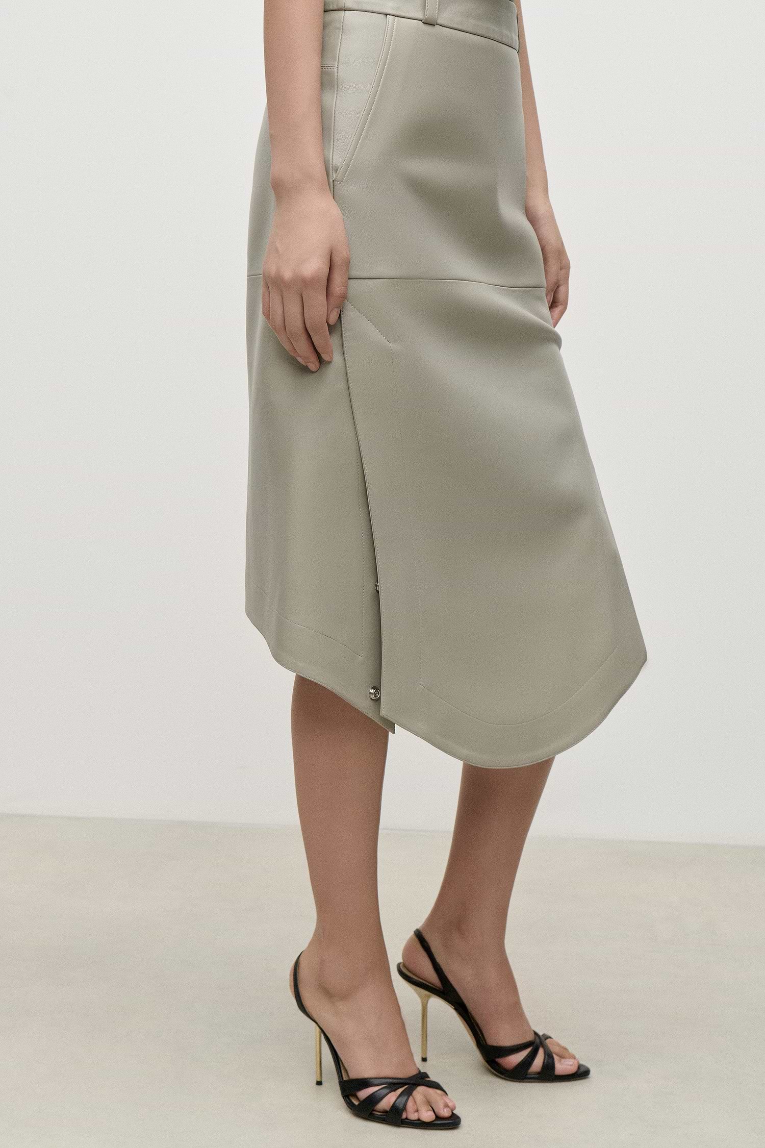Leather Skirt In Light Grey