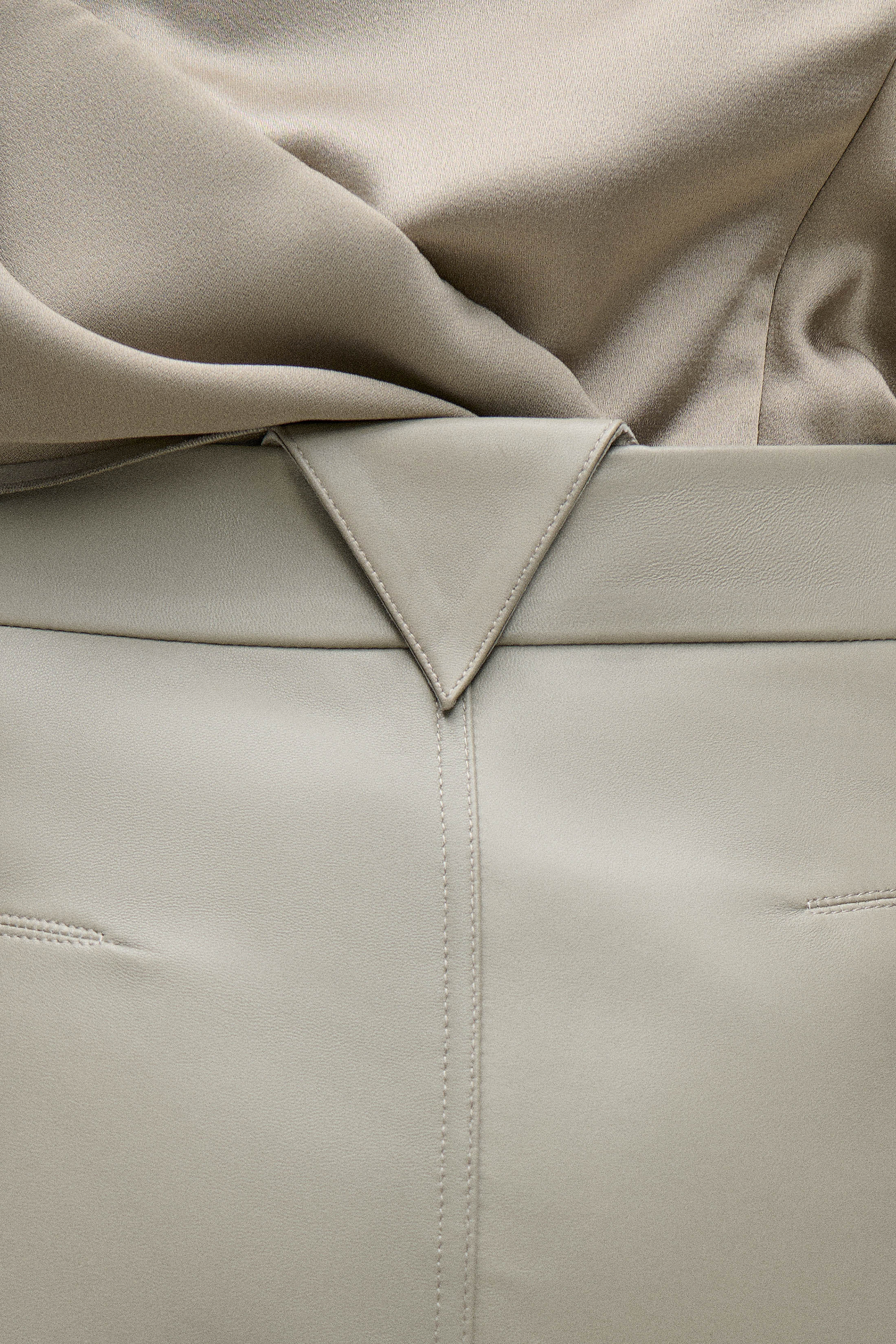 Leather Skirt In Light Grey