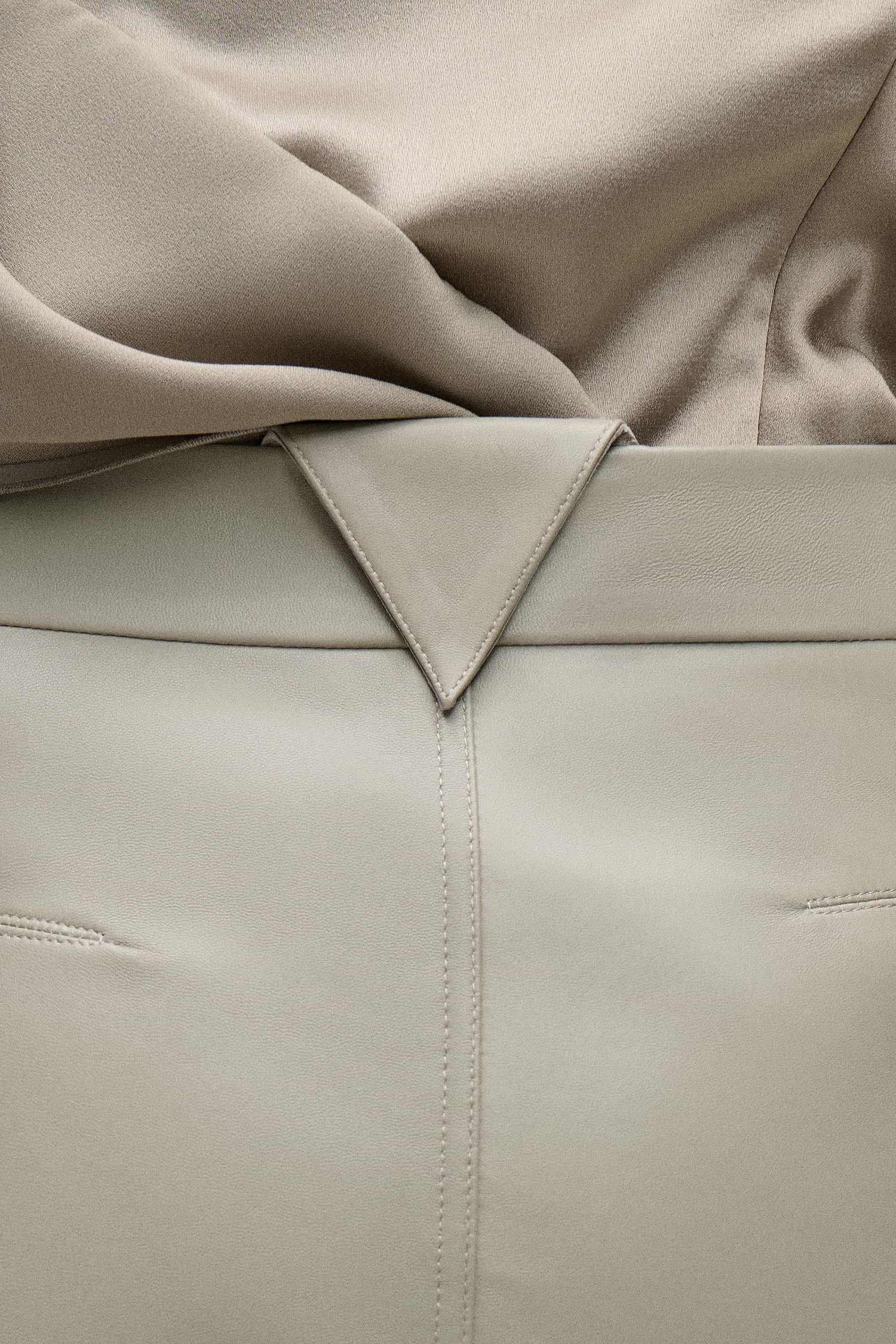 Leather Skirt In Light Grey
