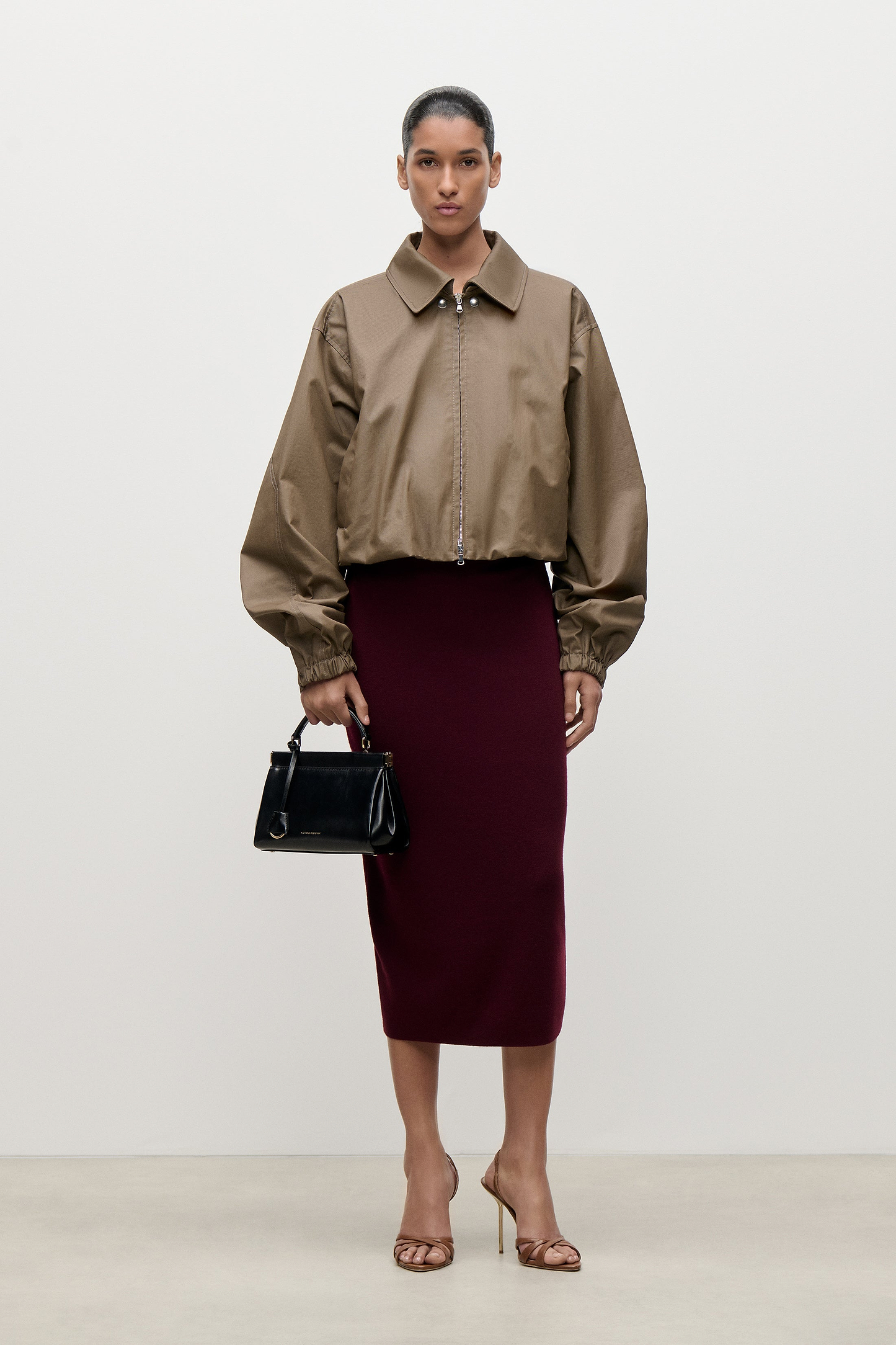 Panelled Bomber Jacket In Brown