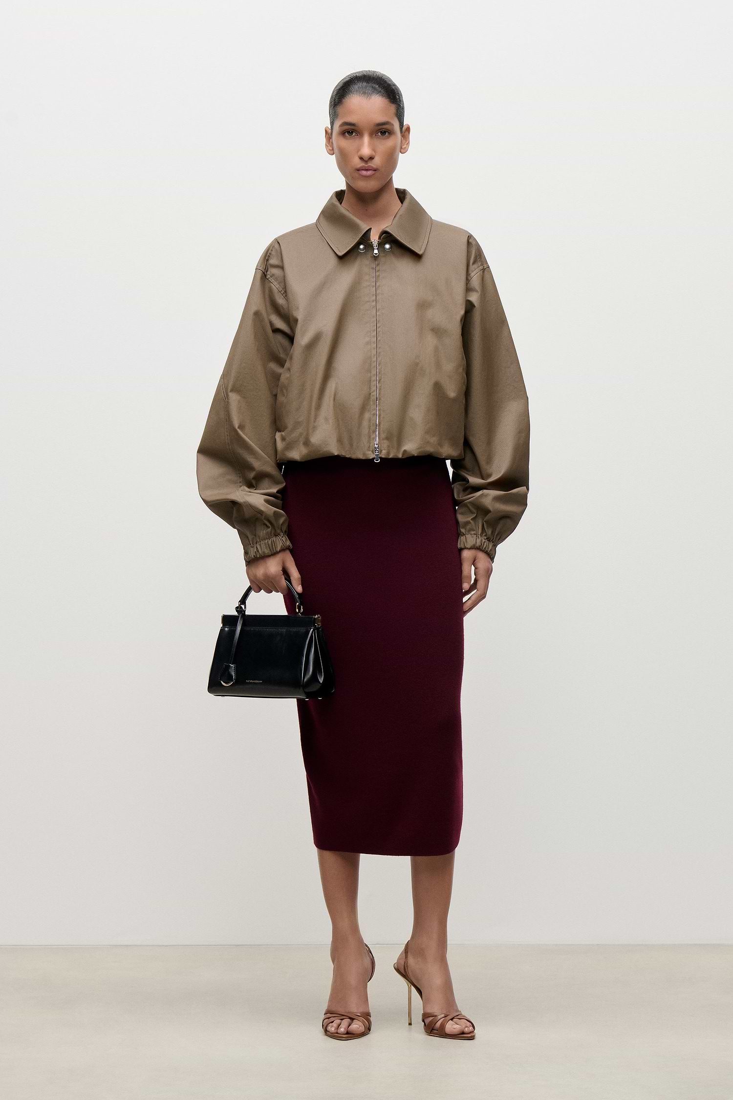 Panelled Bomber Jacket In Brown