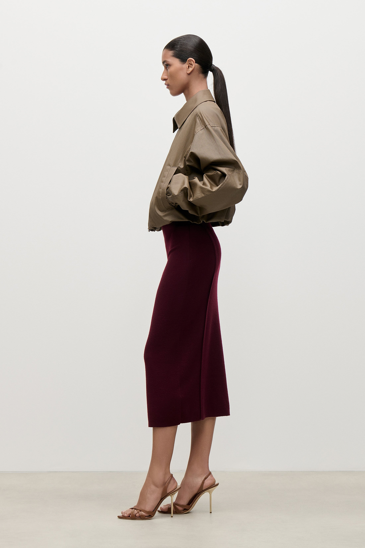 Panelled Bomber Jacket In Brown