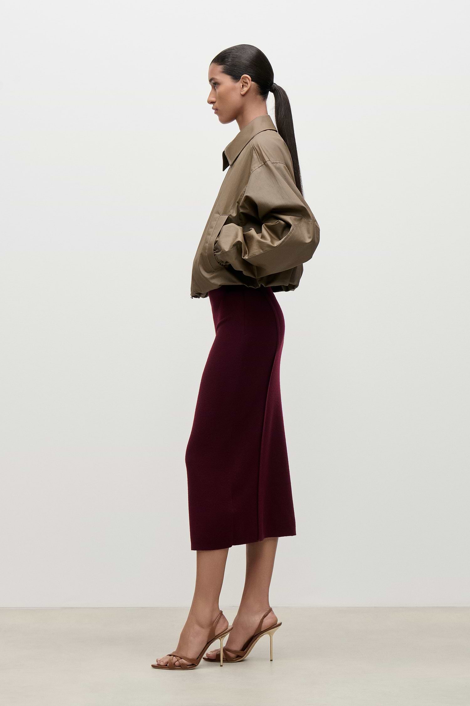 Panelled Bomber Jacket In Brown