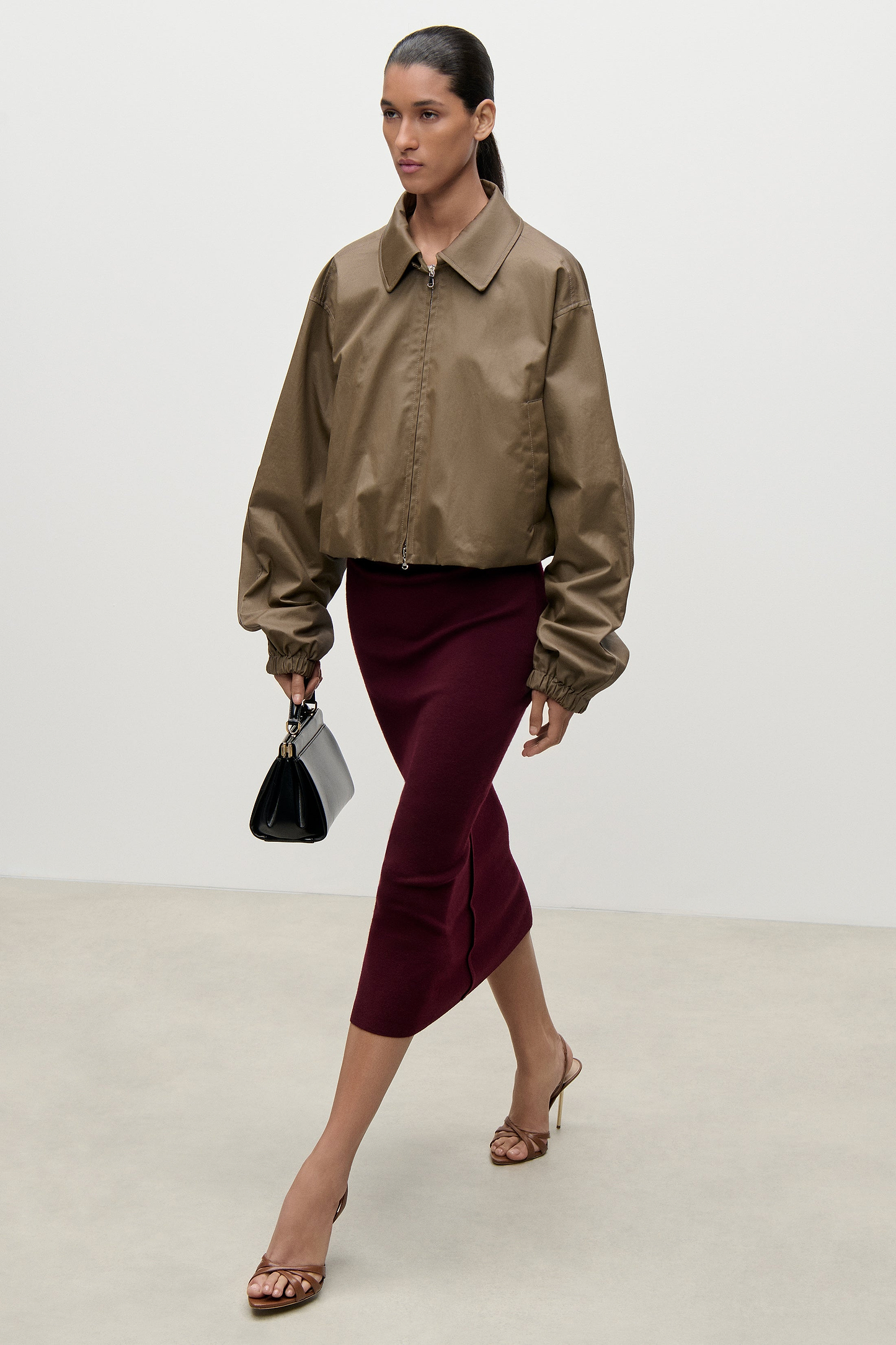 Panelled Bomber Jacket In Brown