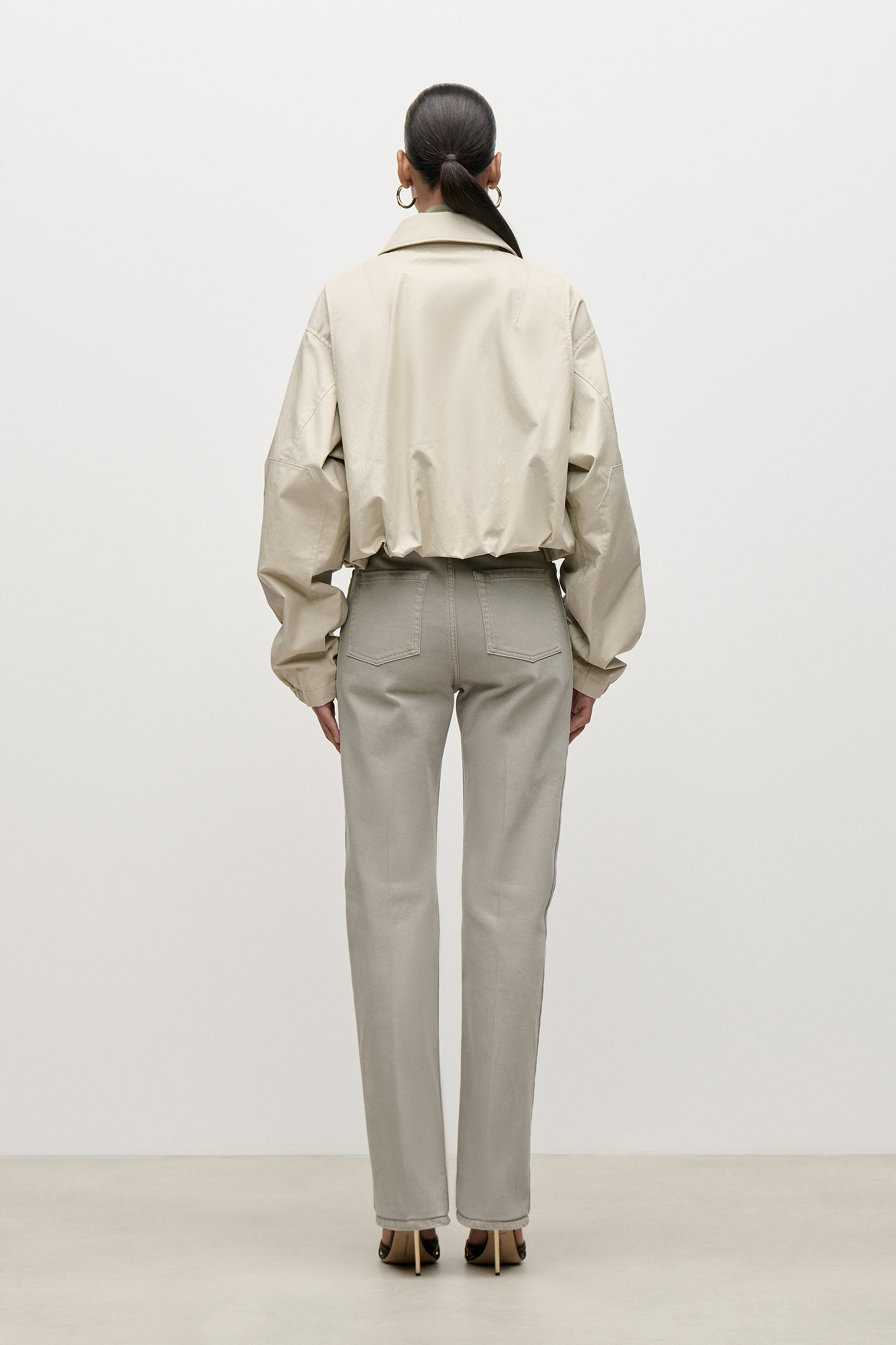 Panelled Bomber Jacket In Light Beige