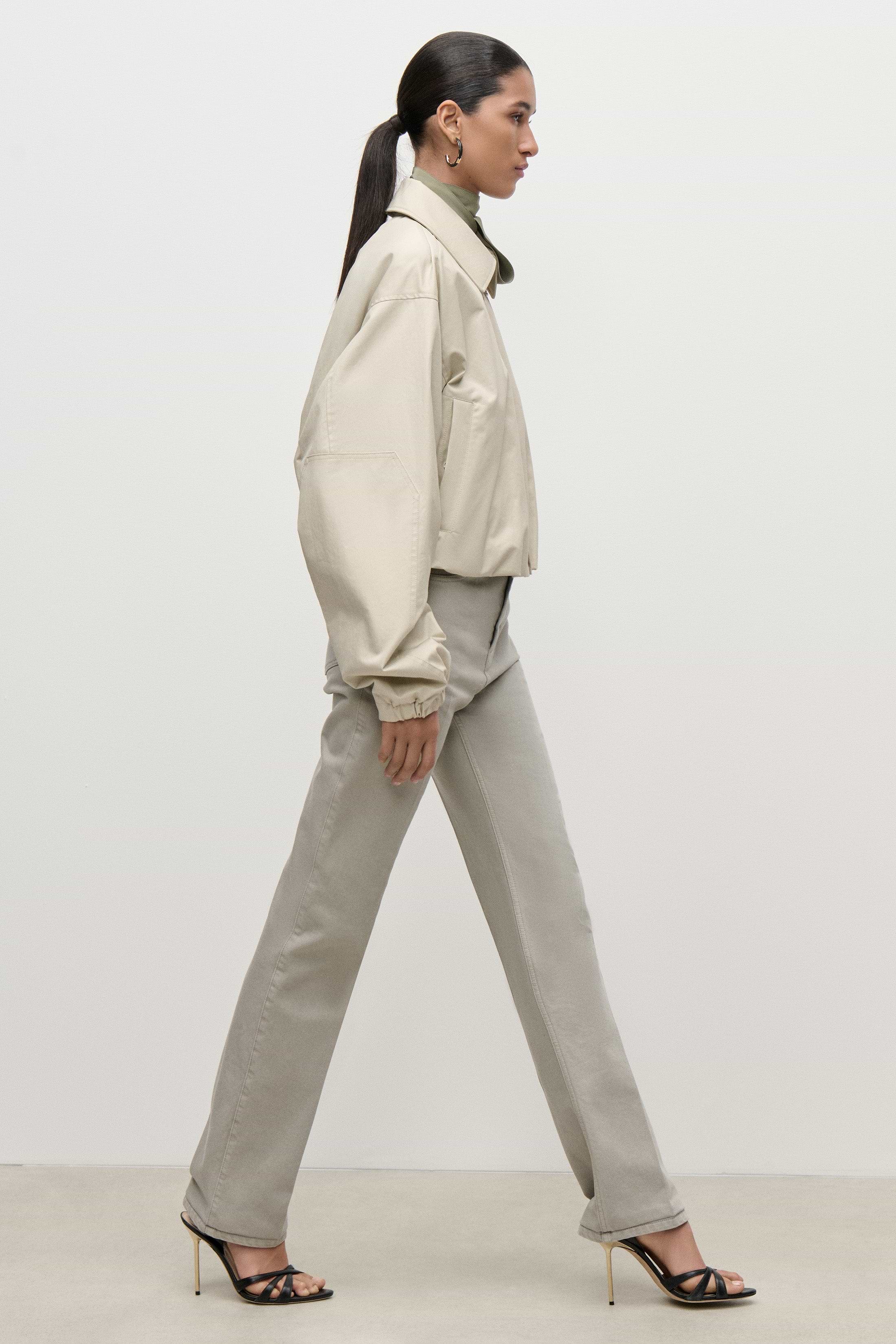 Panelled Bomber Jacket In Light Beige