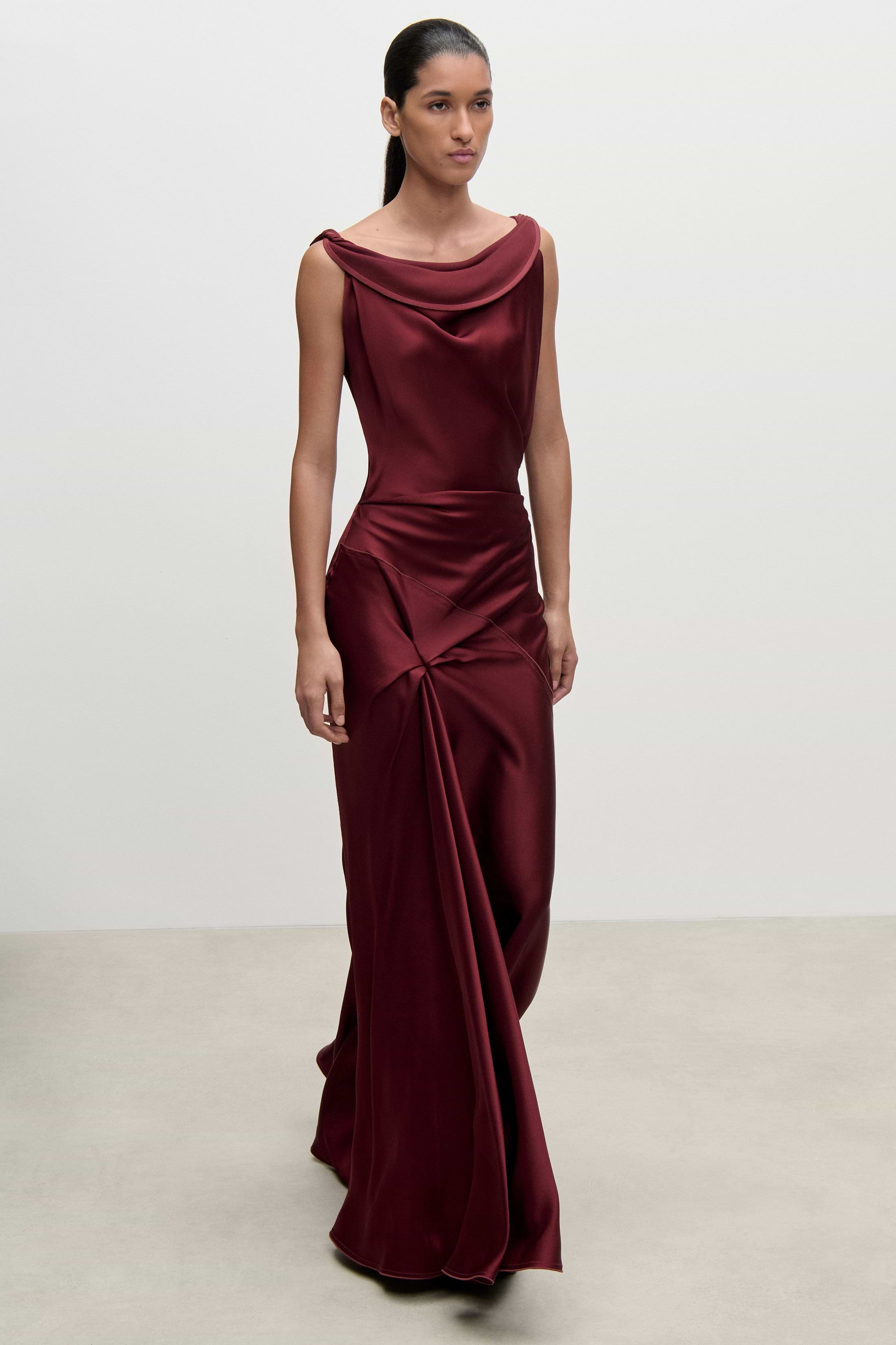Posy Gown In Burgundy
