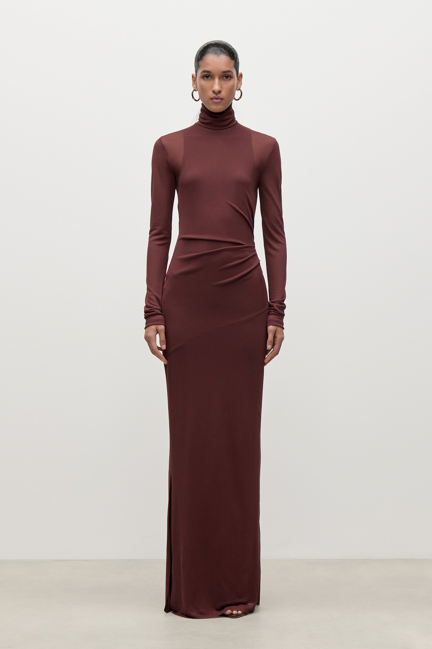 Layered Gown In Burgundy