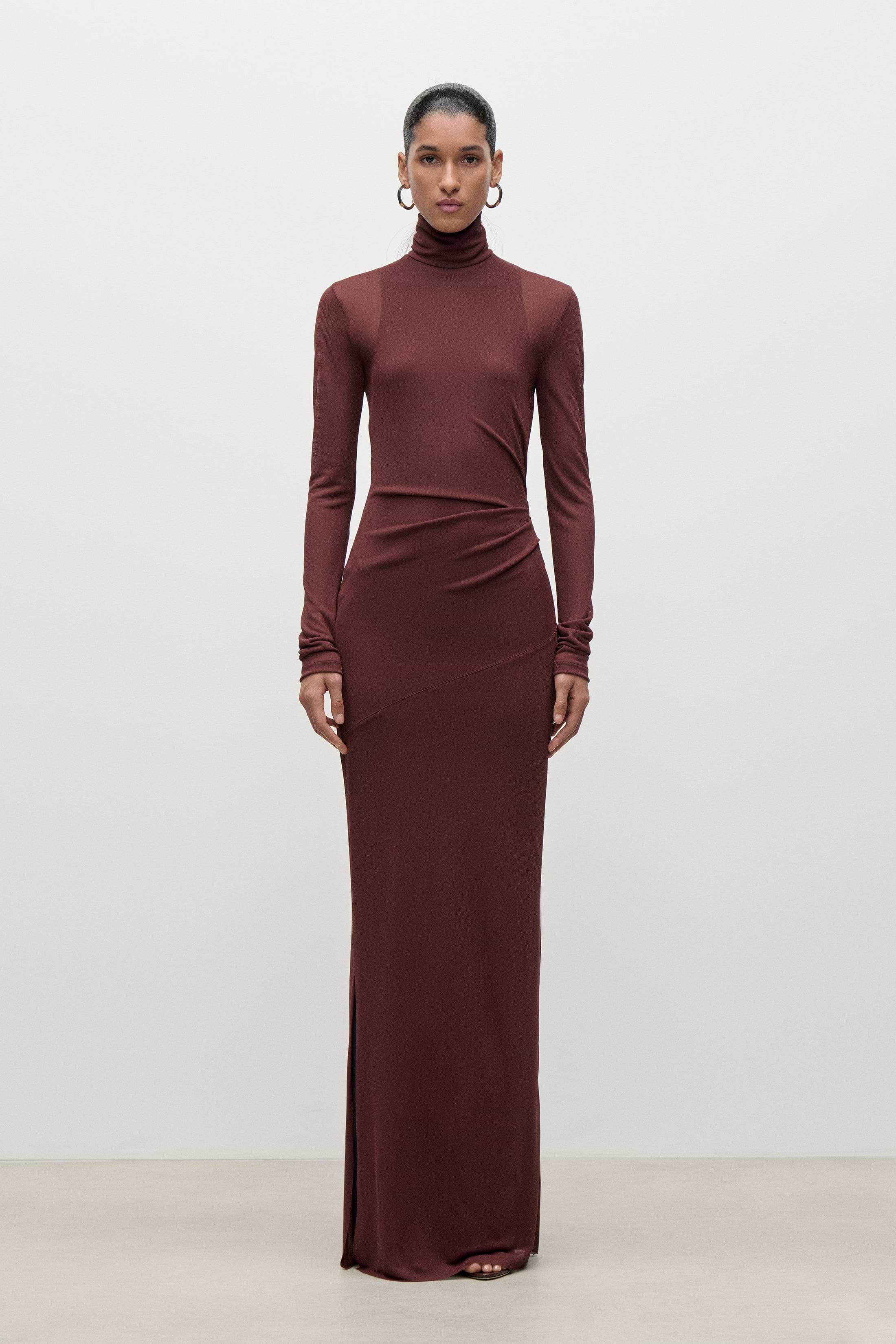 Layered Gown In Burgundy